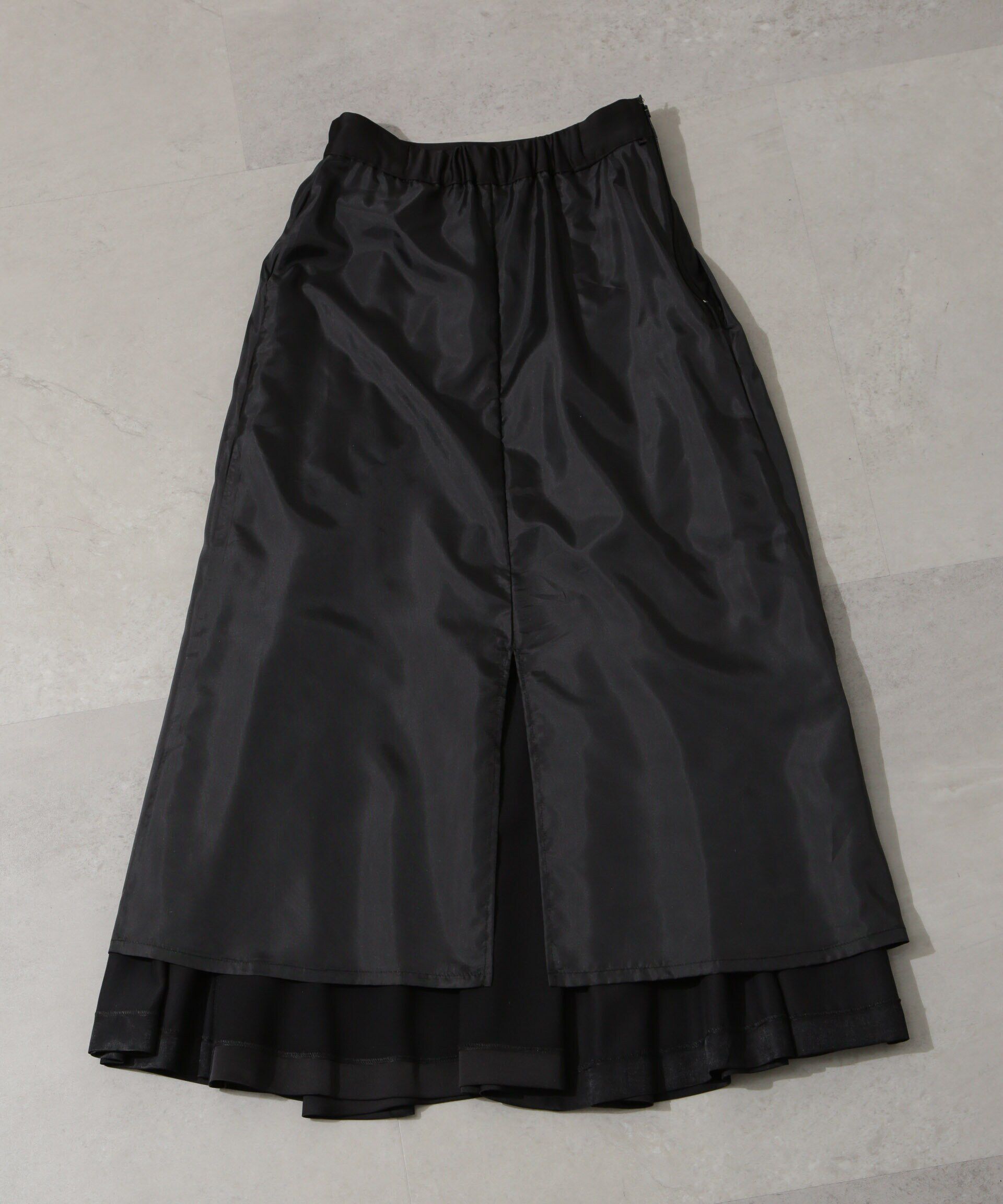 nano･universe「サイド切り替えサテンスカート」|スカート|