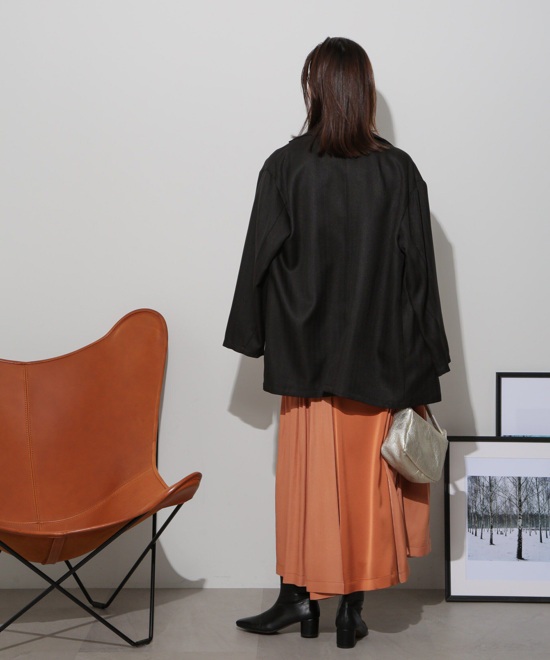 nano･universe「サイド切り替えサテンスカート」|スカート|