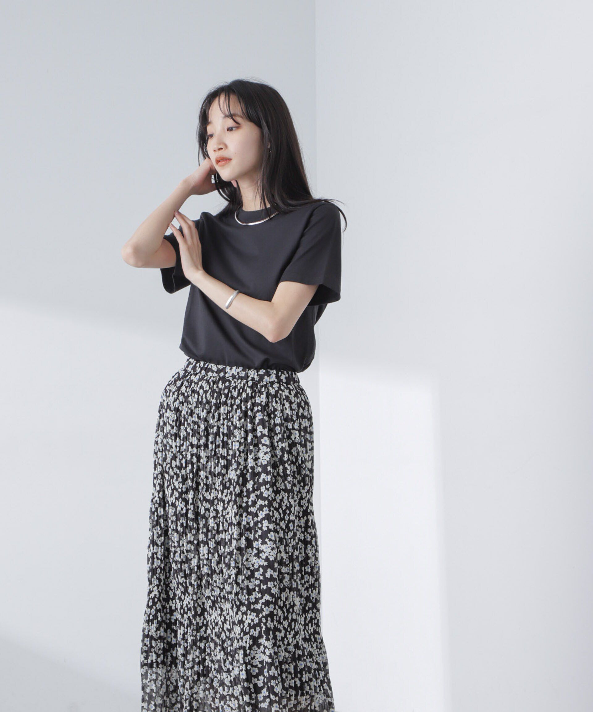 nano･universe「小花柄マジョリカプリーツスカート」|スカート|