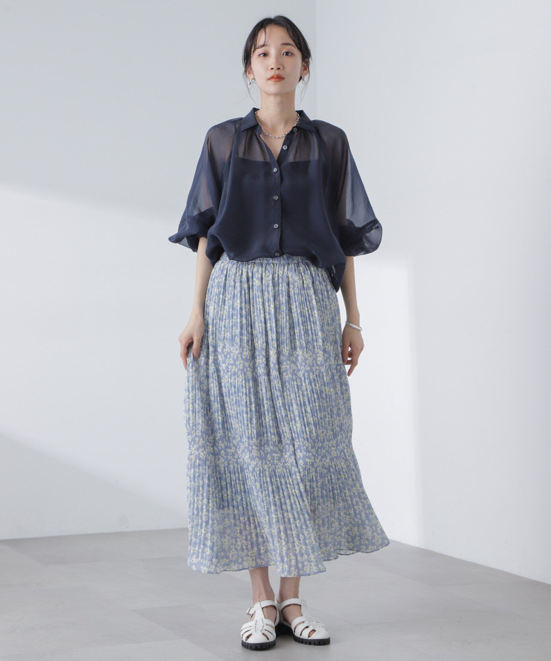 nano･universe「小花柄マジョリカプリーツスカート」|スカート|