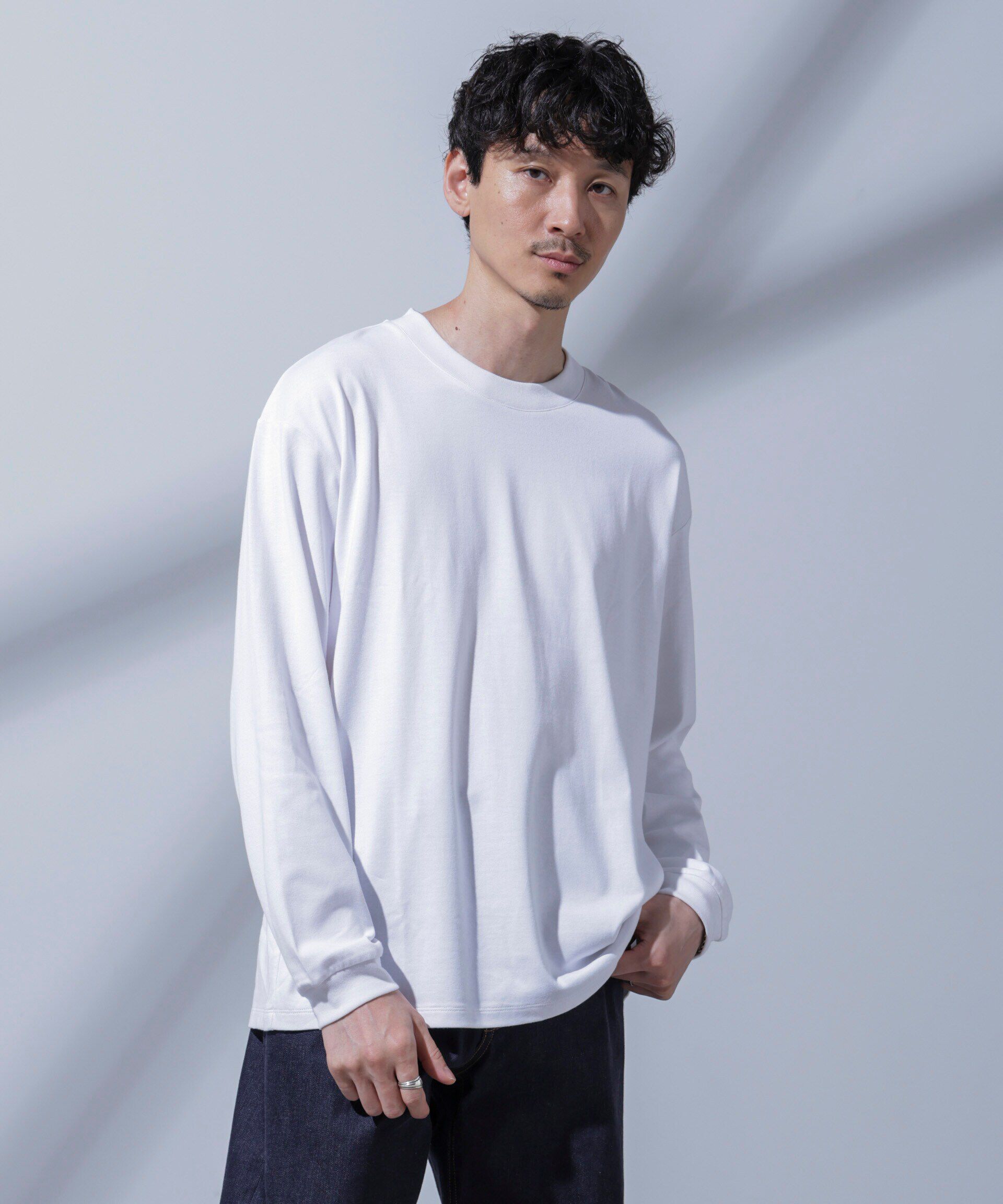 nano･universe「Anti Soaked(R) 汗染み防止 ビッグTシャツ 長袖」|Tシャツ・カットソー|ホワイト