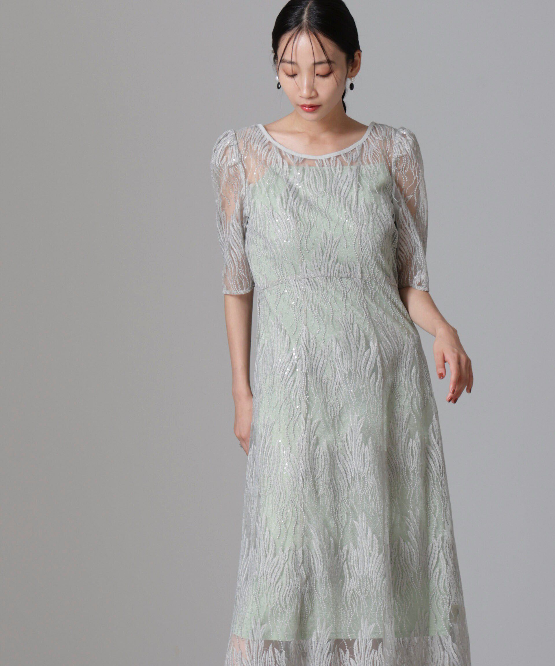 nano･universe「kaene/スパンコールアネモネドレス」|ワンピース|ミント2