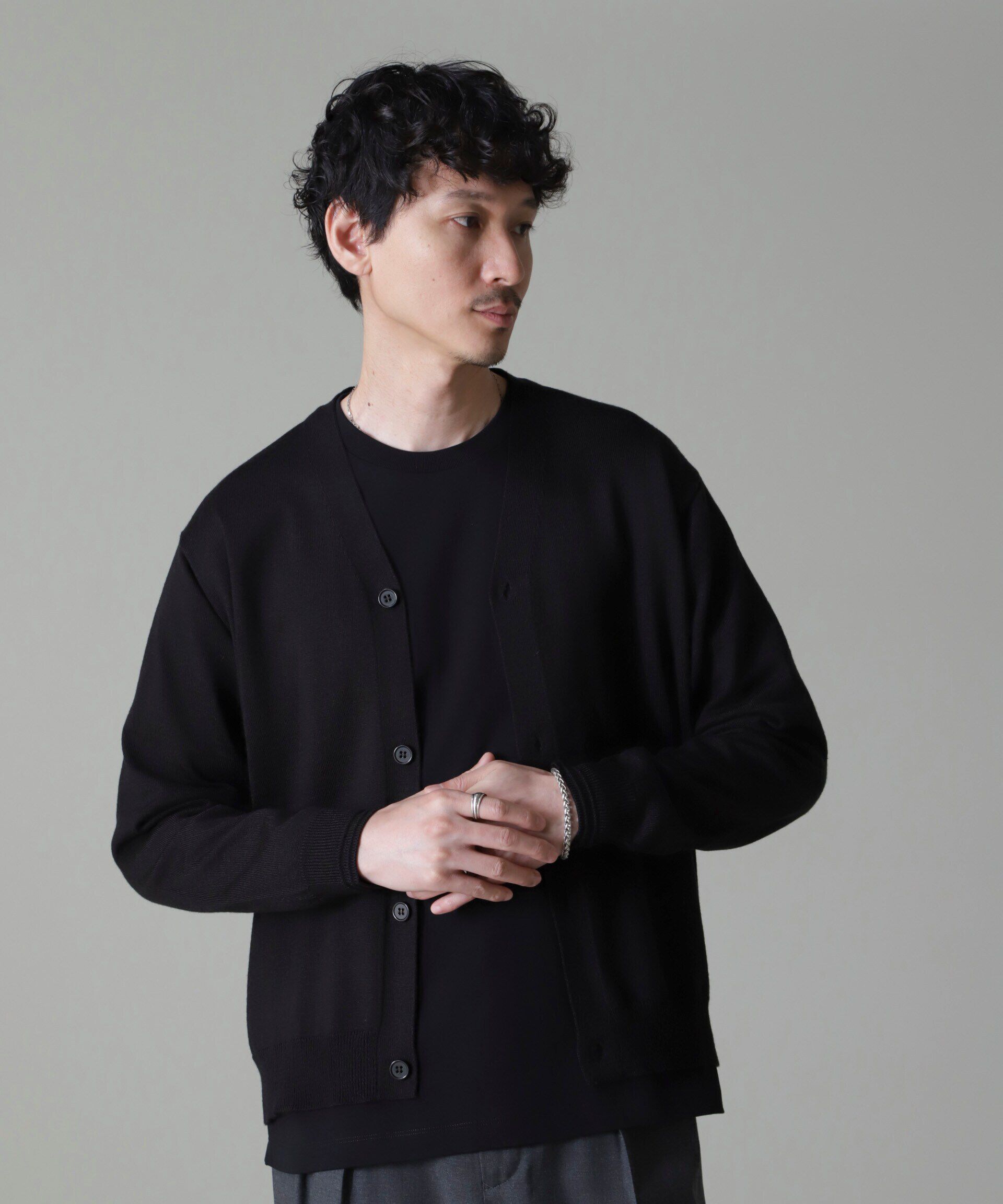 nano･universe「タスマニアミックスベーシックカーディガン」|ニット・セーター|