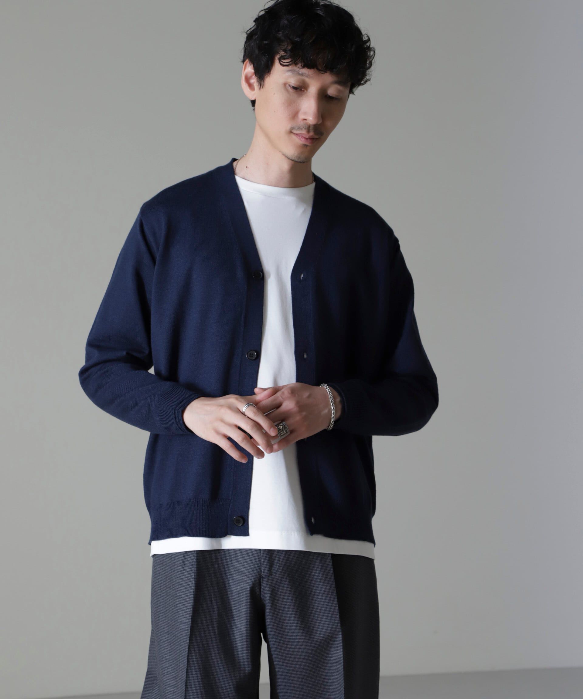 nano･universe「タスマニアミックスベーシックカーディガン」|ニット・セーター|