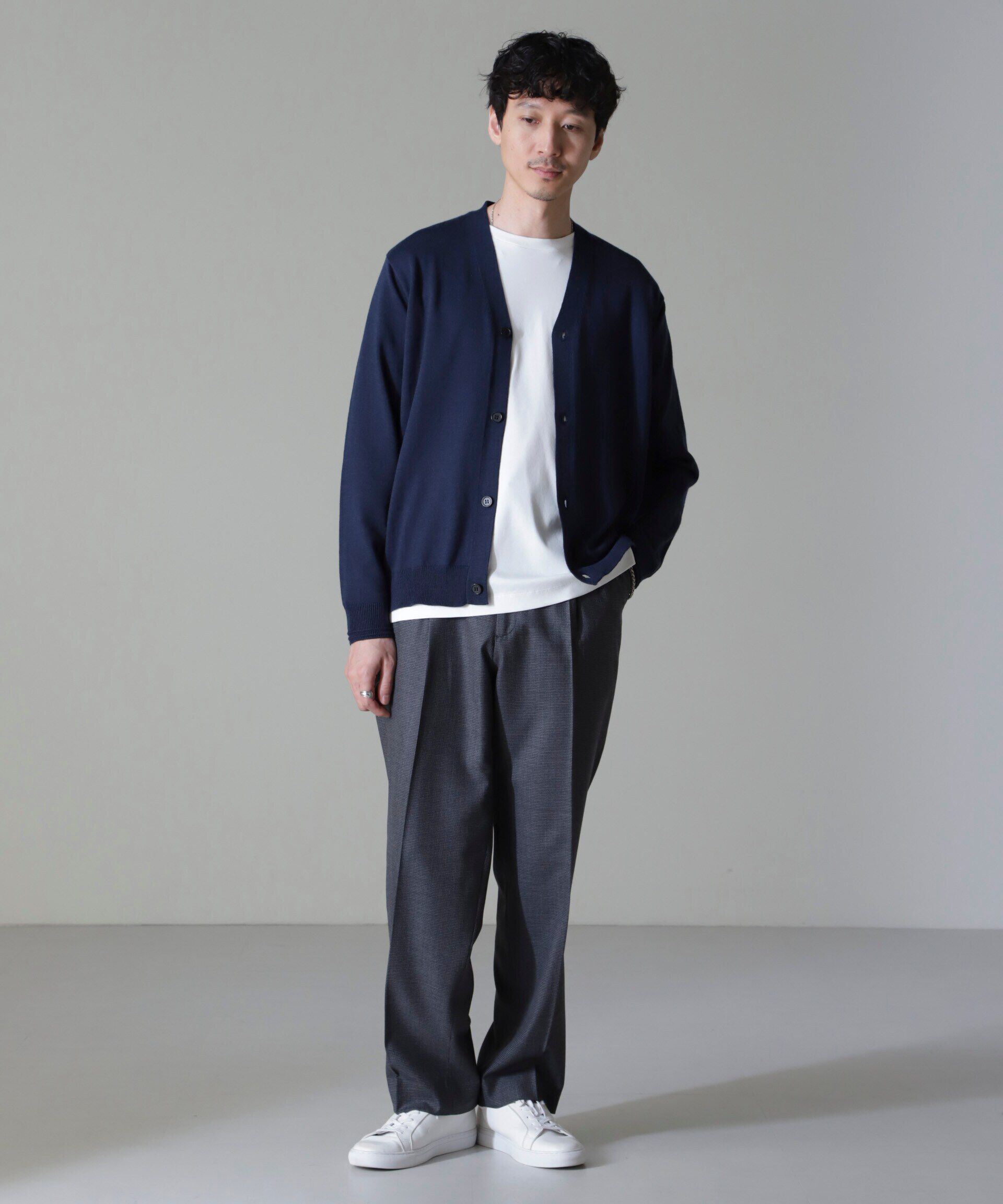 nano･universe「タスマニアミックスベーシックカーディガン」|ニット・セーター|