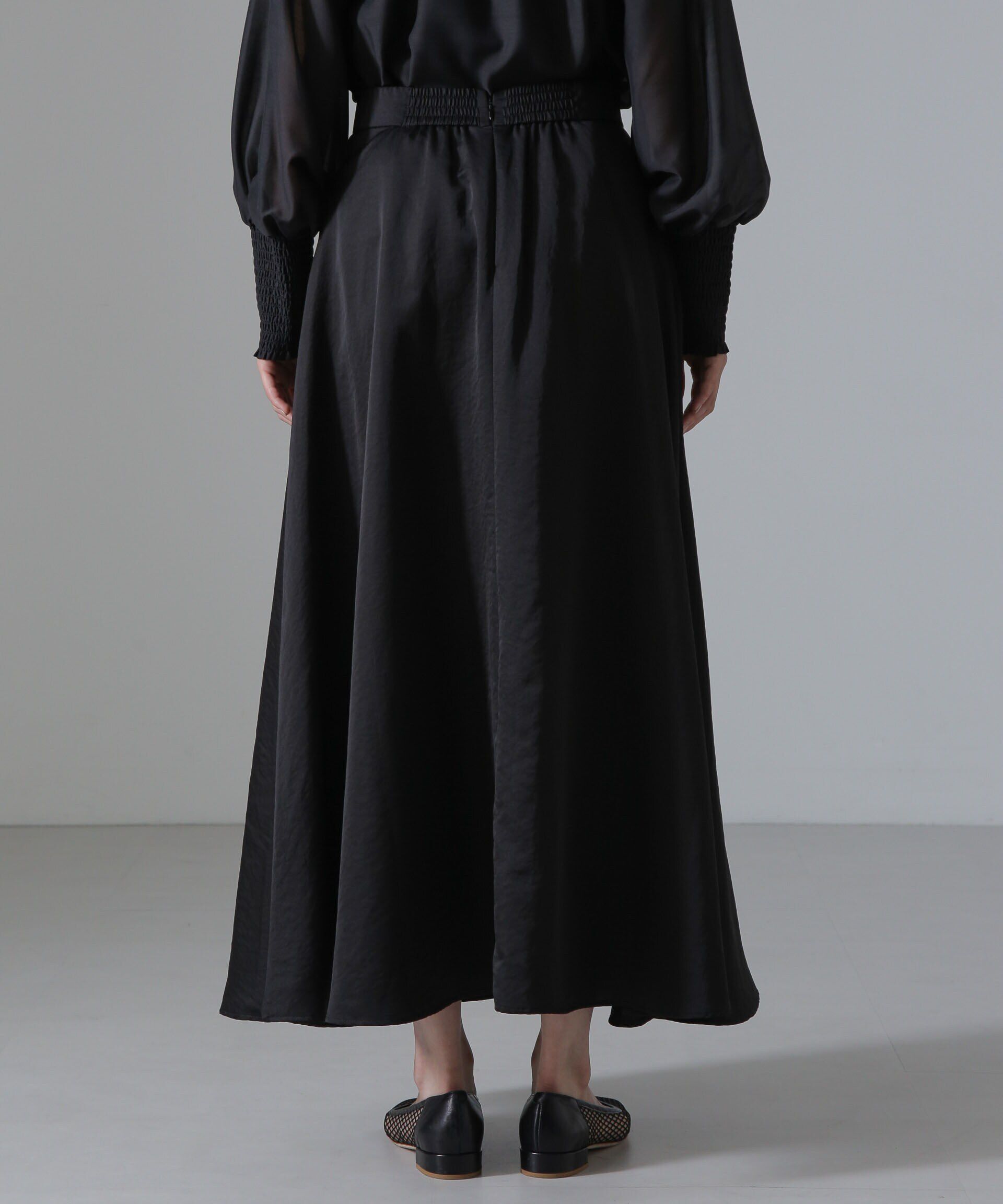 nano･universe「ヴィンテージサテンフレアロングスカート(セットアップ可)」|スカート|