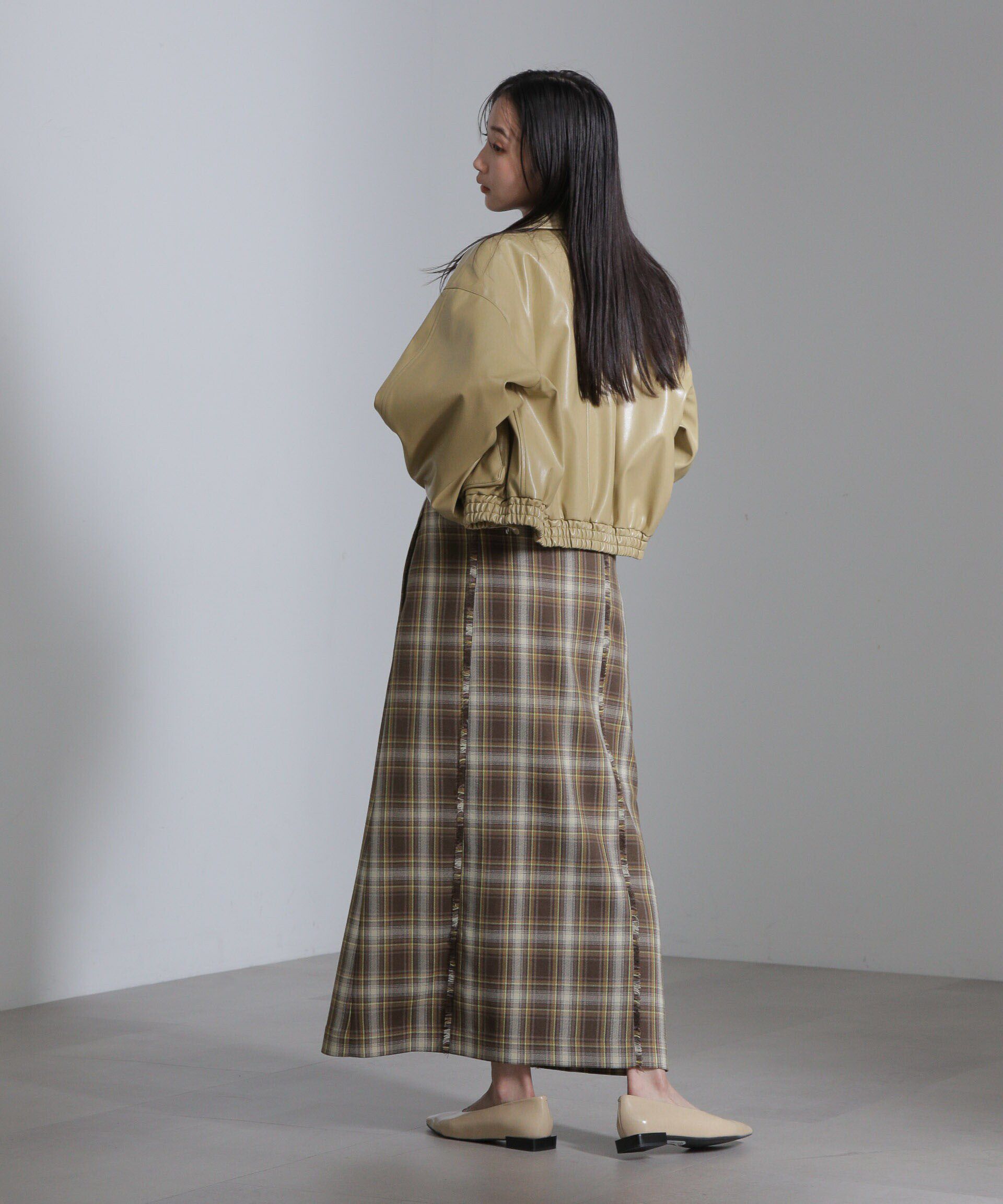 nano･universe「チェックスリットロングスカート」|スカート|