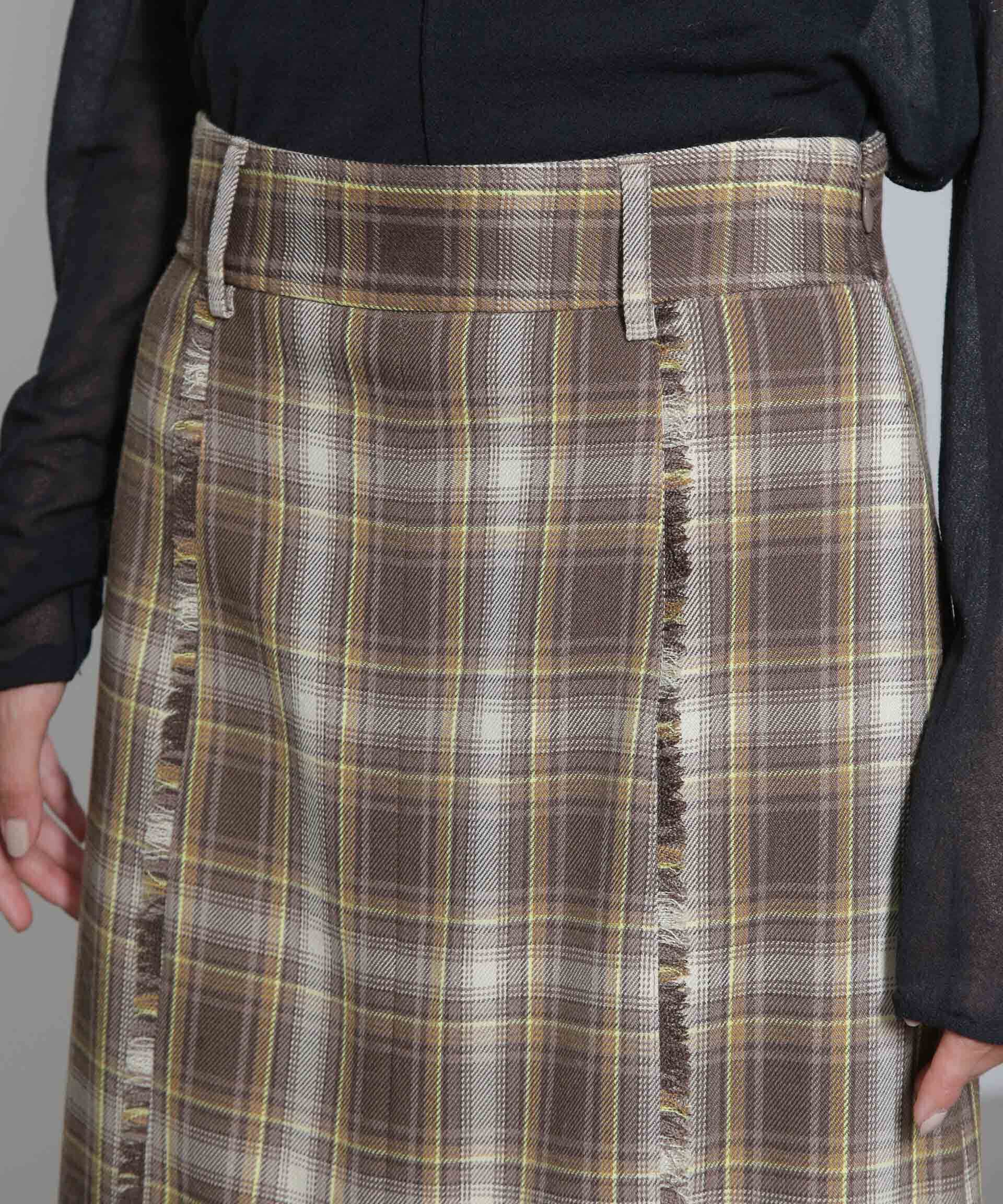 nano･universe「チェックスリットロングスカート」|スカート|