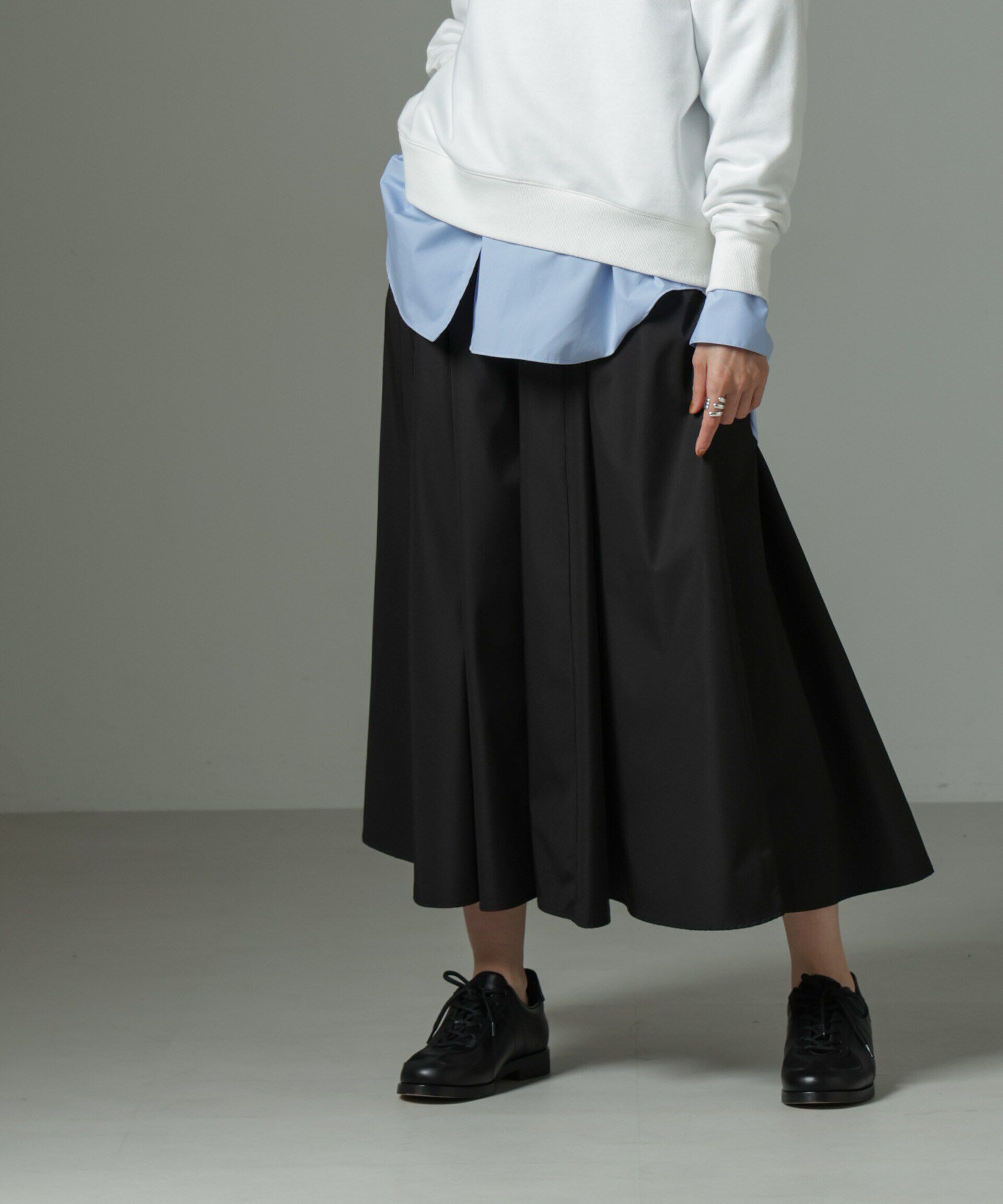 nano･universe「ウェストゴムギャザースカート」|スカート|ブラック