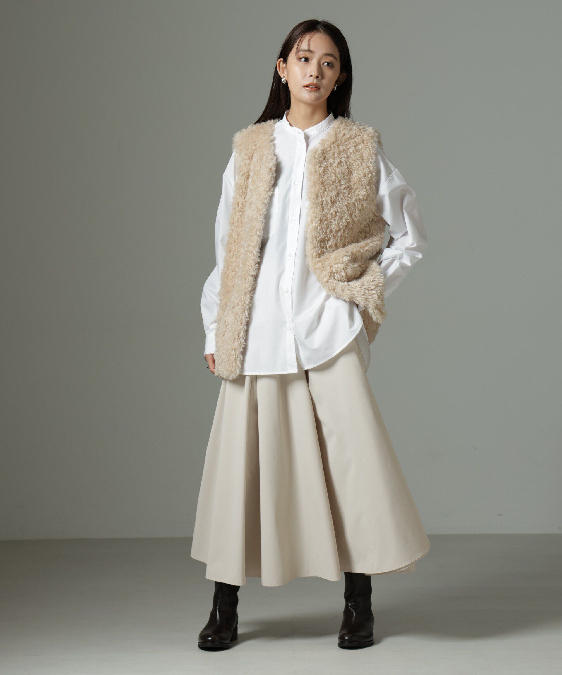 nano･universe「ウェストゴムギャザースカート」|スカート|