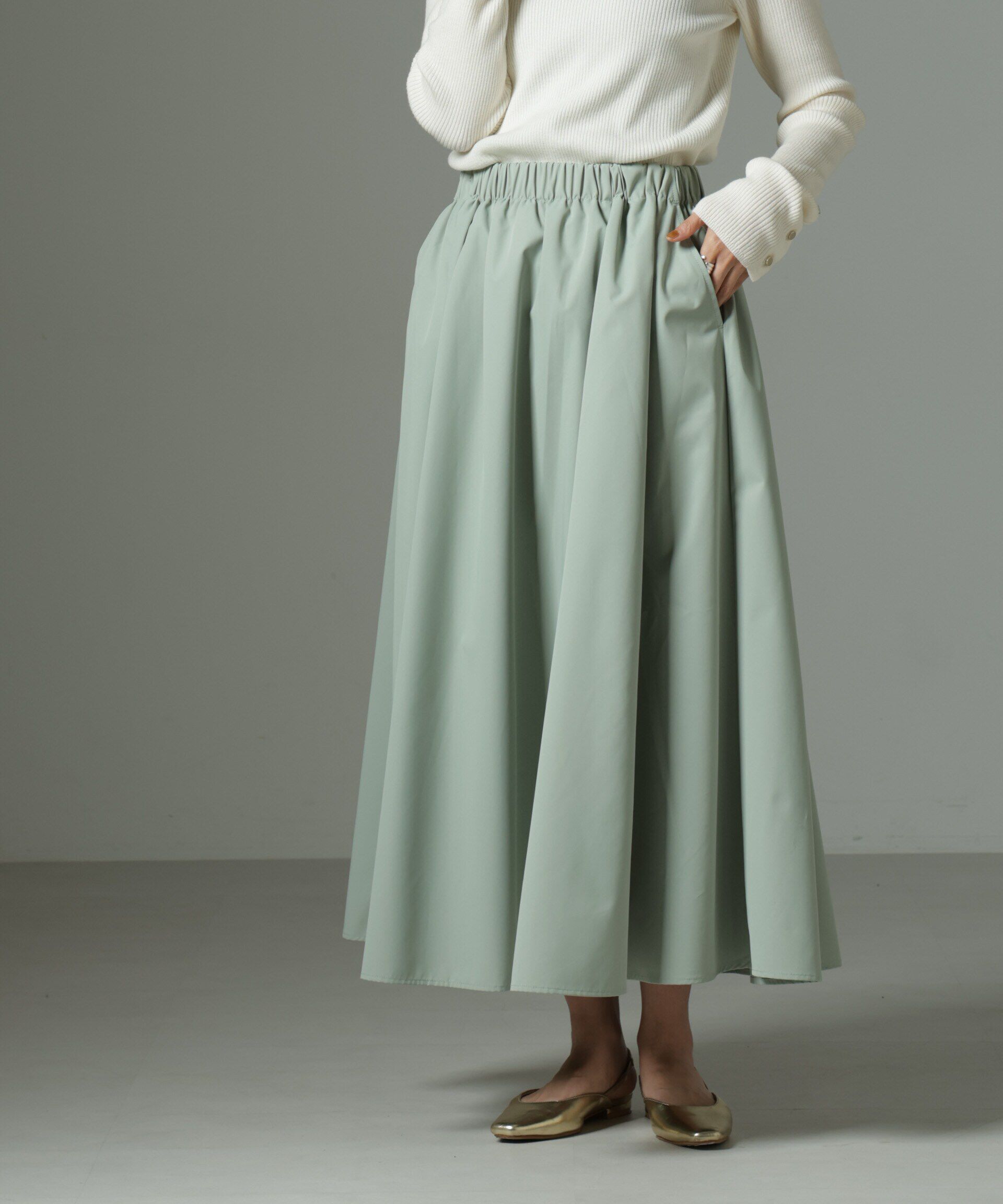 nano･universe「ウェストゴムギャザースカート」|スカート|グリーン