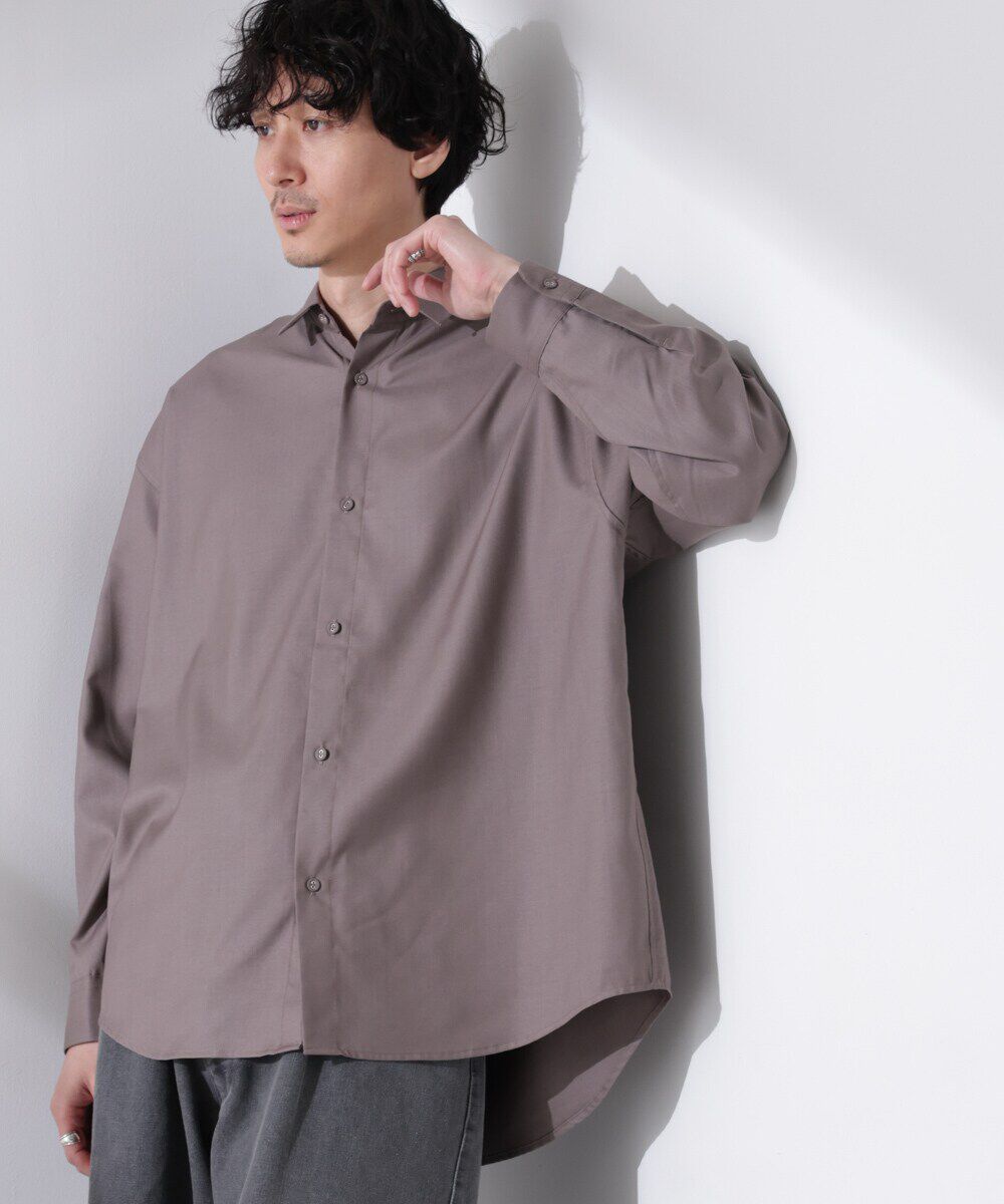 nano･universe「ビッグドレープシャツ 長袖」|シャツ・ブラウス|グレージュ3