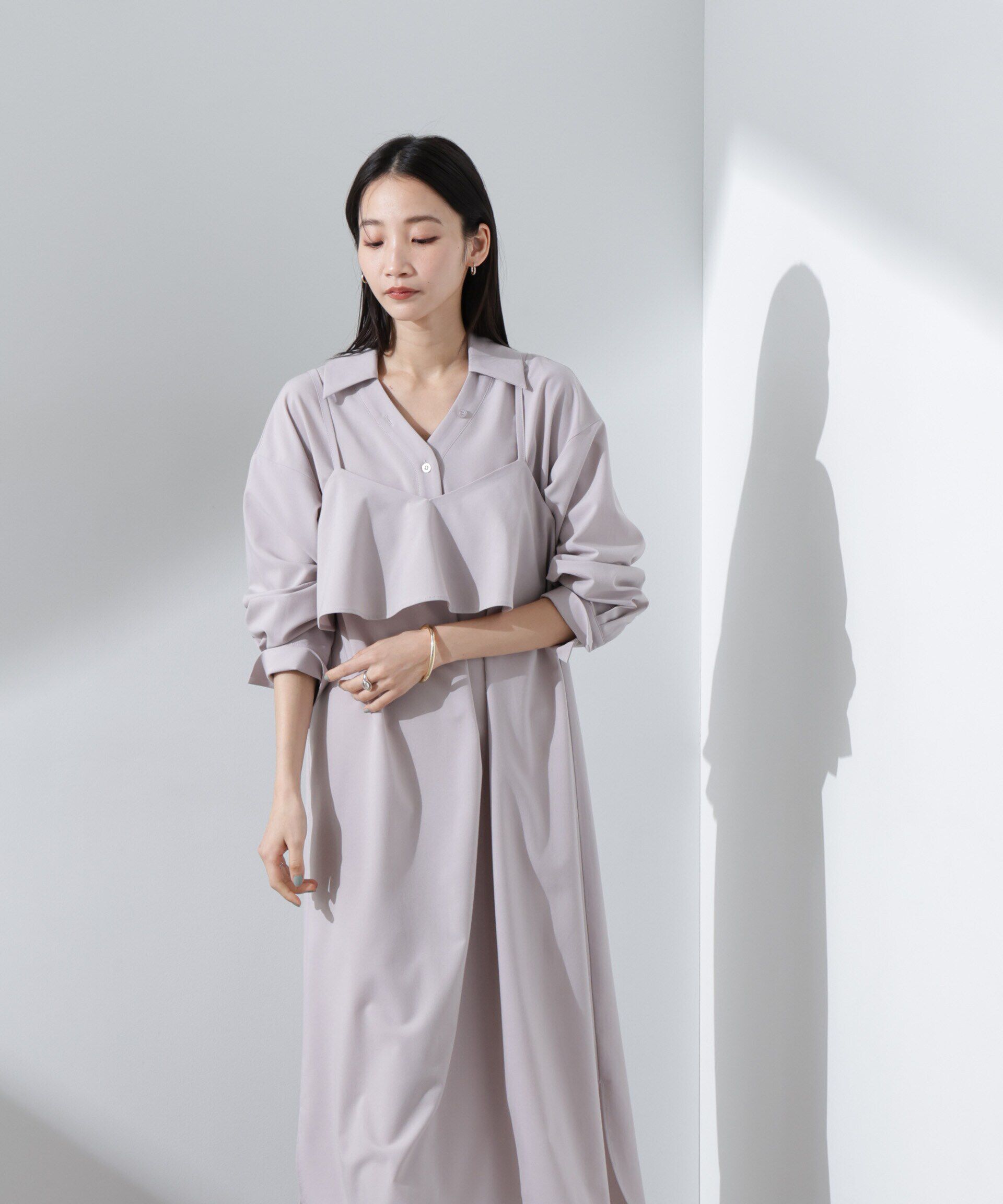 nano･universe「キャミソールビスチェ＋スキッパーワンピースSET」|ワンピース|