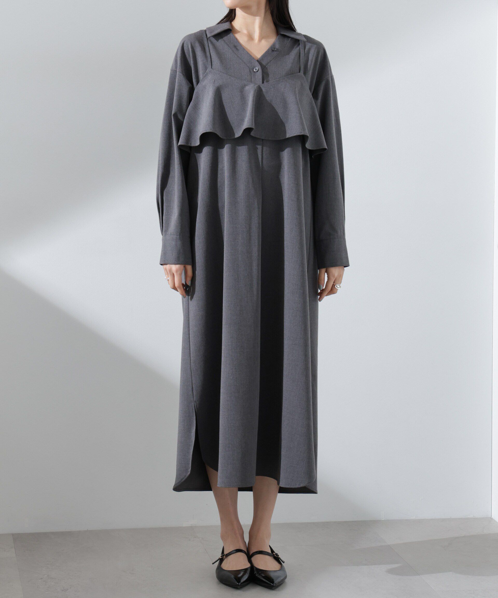 nano･universe「キャミソールビスチェ＋スキッパーワンピースSET」|ワンピース|