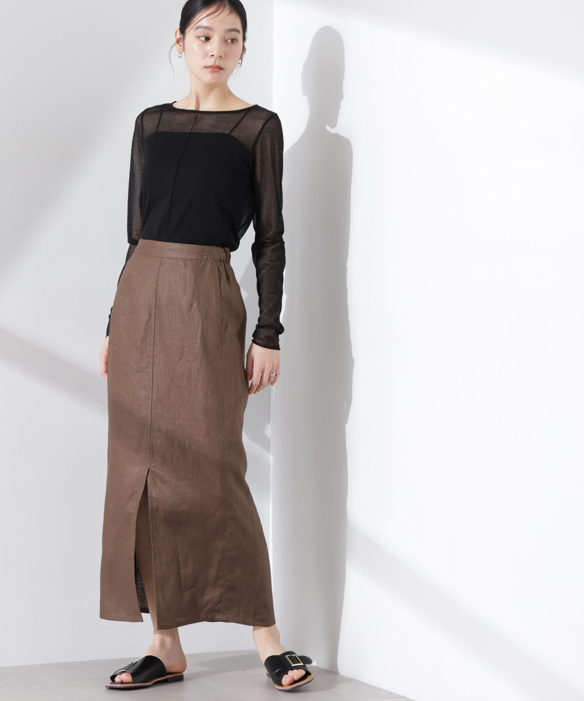 nano･universe「ヨーロピアンフラックス サイド切替Iラインスカート（セットアップ可）」|スカート|