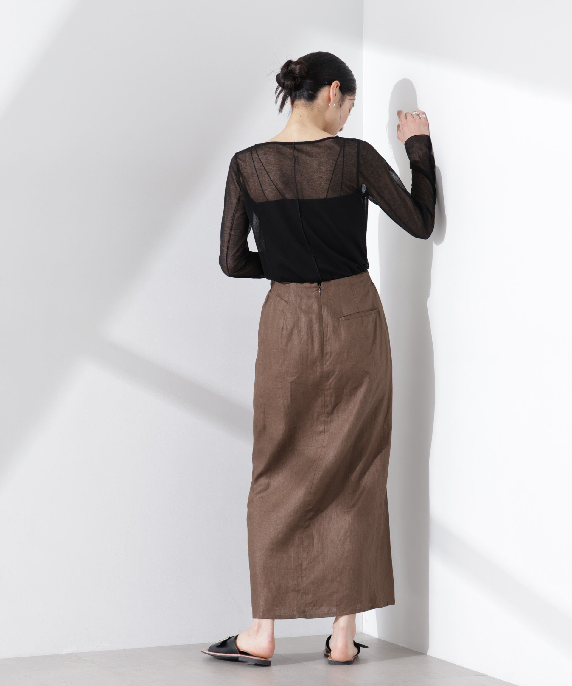 nano･universe「ヨーロピアンフラックス サイド切替Iラインスカート（セットアップ可）」|スカート|