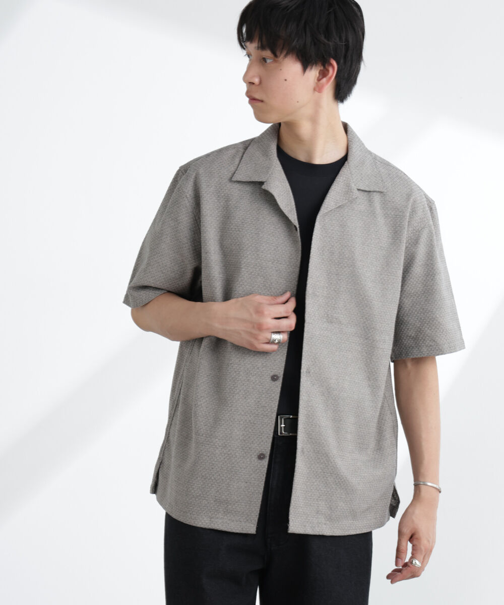 nano･universe「コットンリネン交織開襟シャツ 半袖」|シャツ・ブラウス|グレー