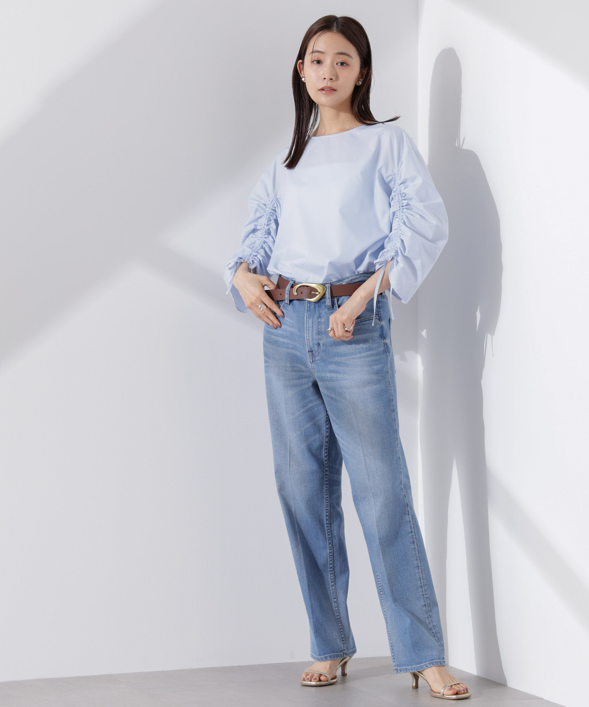 nano･universe「ドロストギャザースリーブプルオーバーシャツ」|シャツ・ブラウス|