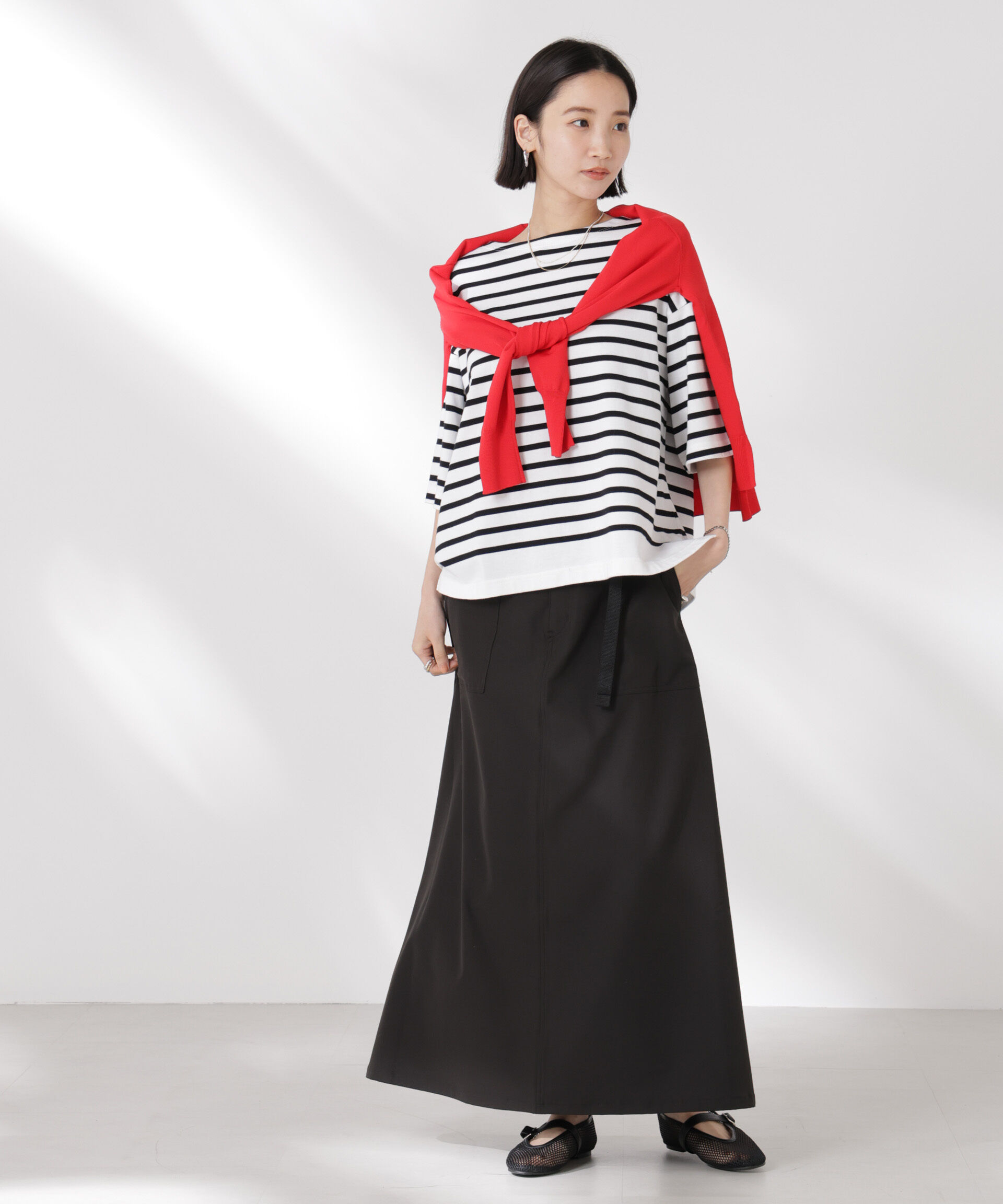 nano･universe「パネルボーダーワイドトップス」|Tシャツ・カットソー|