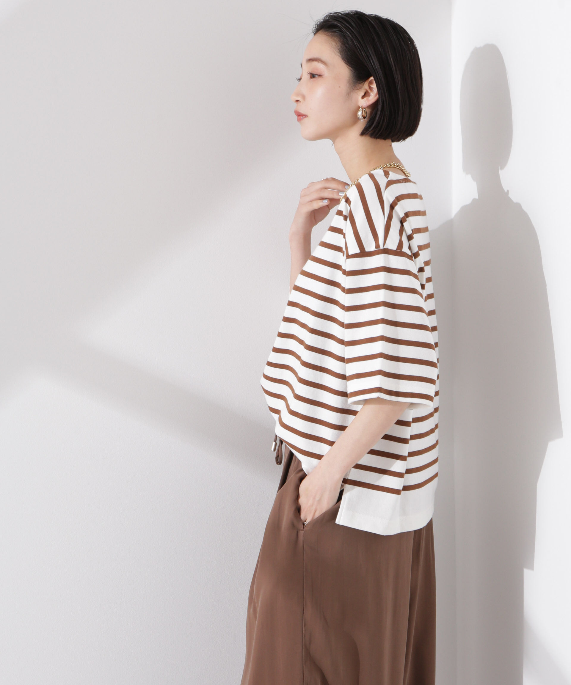 nano･universe「パネルボーダーワイドトップス」|Tシャツ・カットソー|