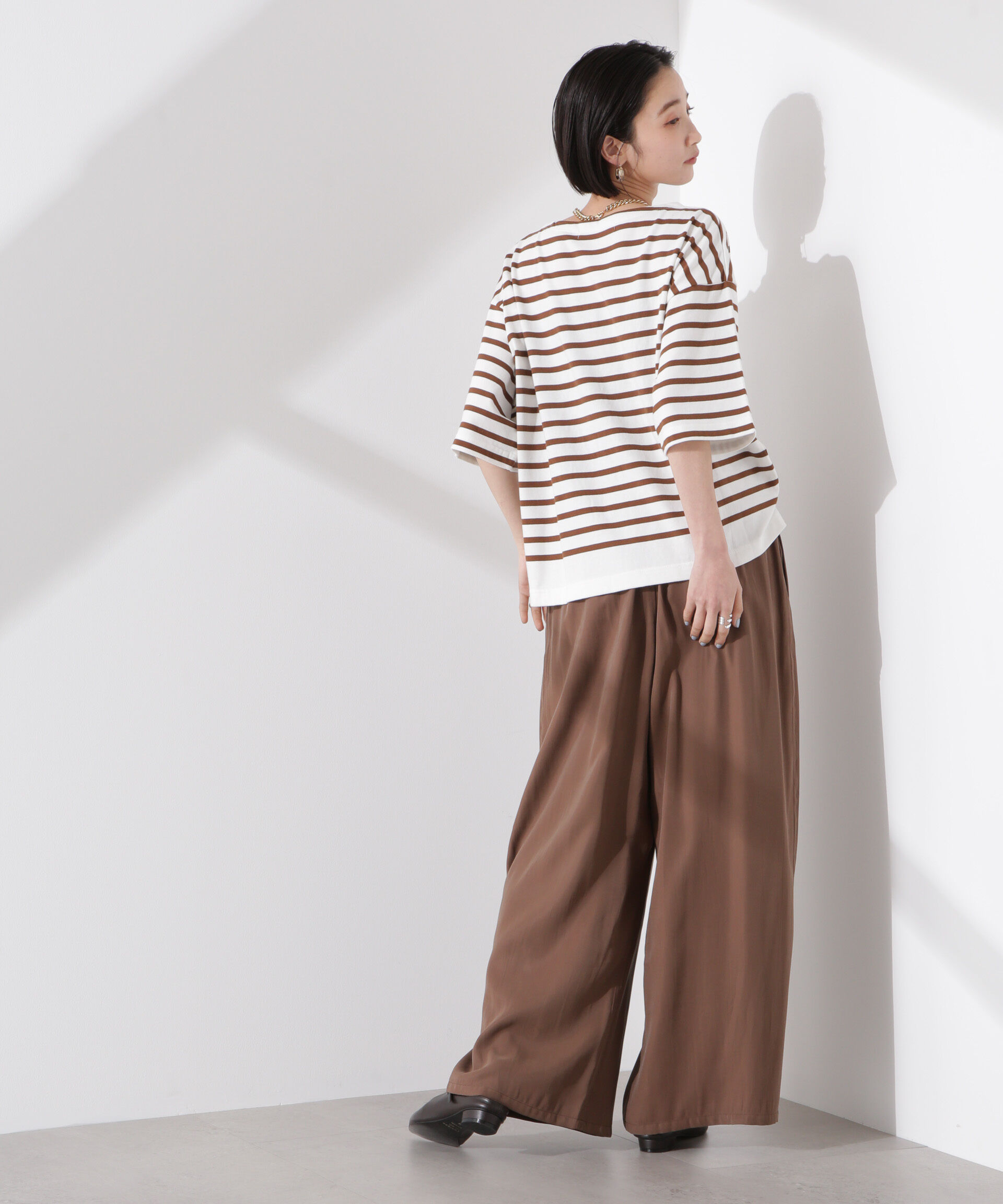 nano･universe「パネルボーダーワイドトップス」|Tシャツ・カットソー|