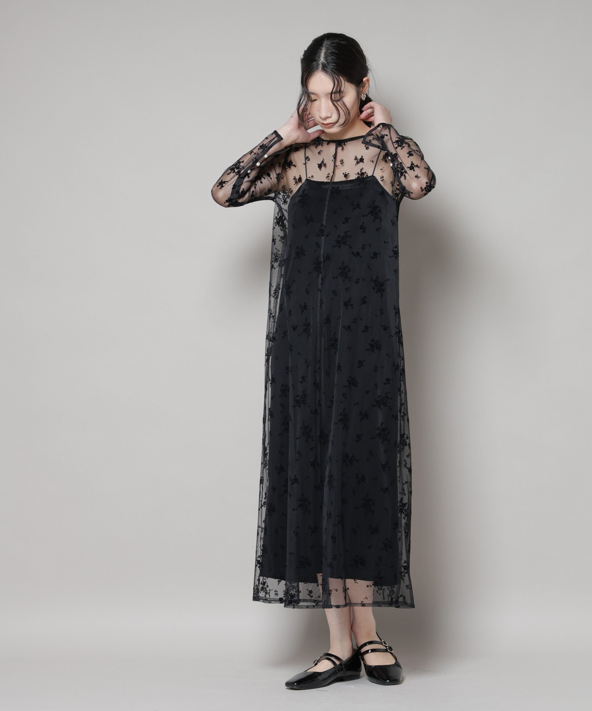 nano･universe「kaene/フロッキーベロア2wayドレス」|ワンピース|