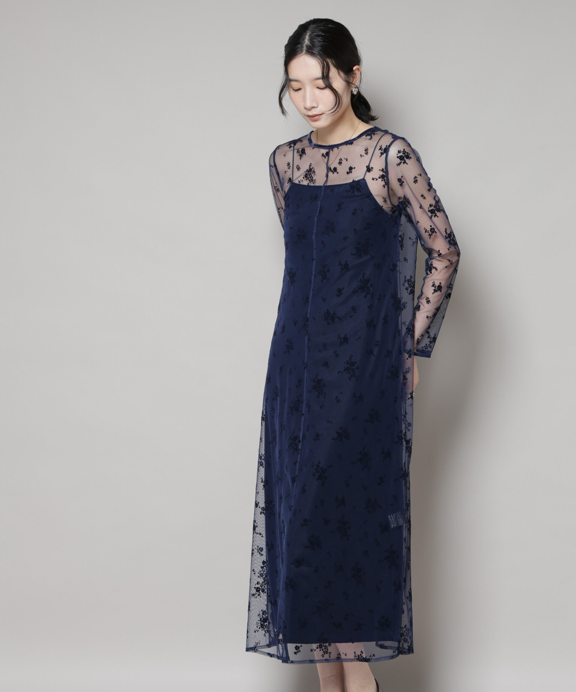 nano･universe「kaene/フロッキーベロア2wayドレス」|ワンピース|