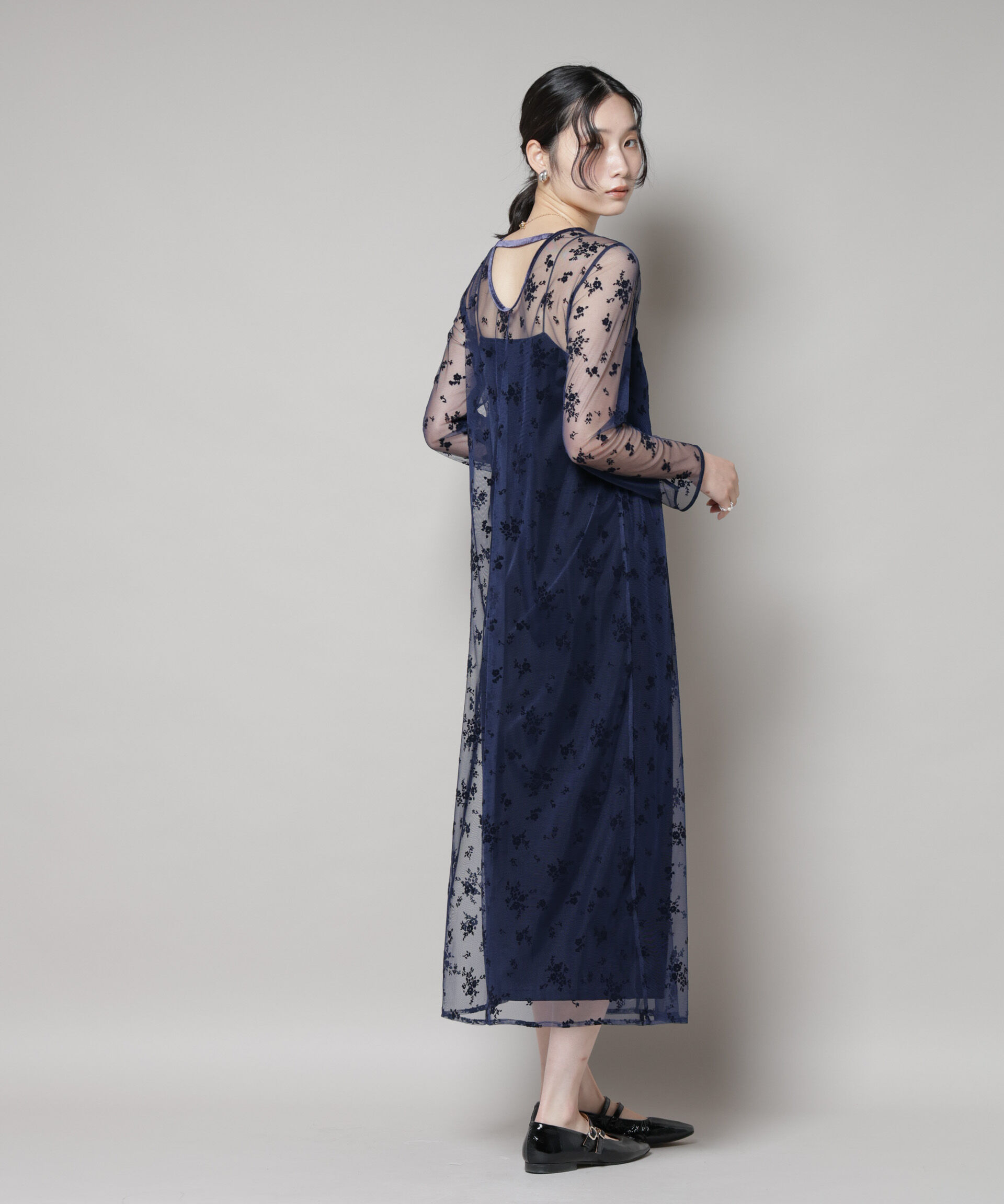 nano･universe「kaene/フロッキーベロア2wayドレス」|ワンピース|