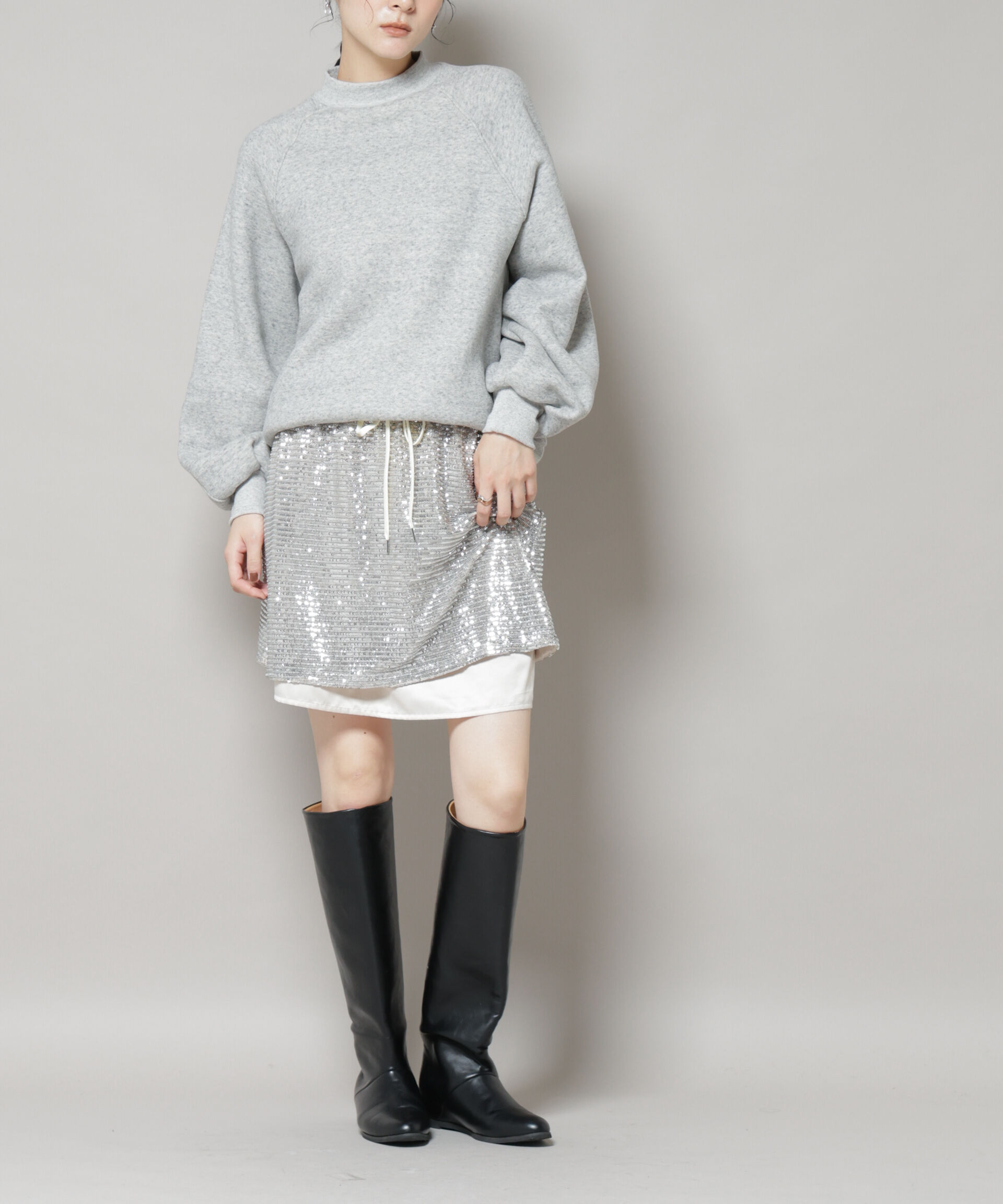 nano･universe「スパンコールミニスカート」|スカート|シルバー