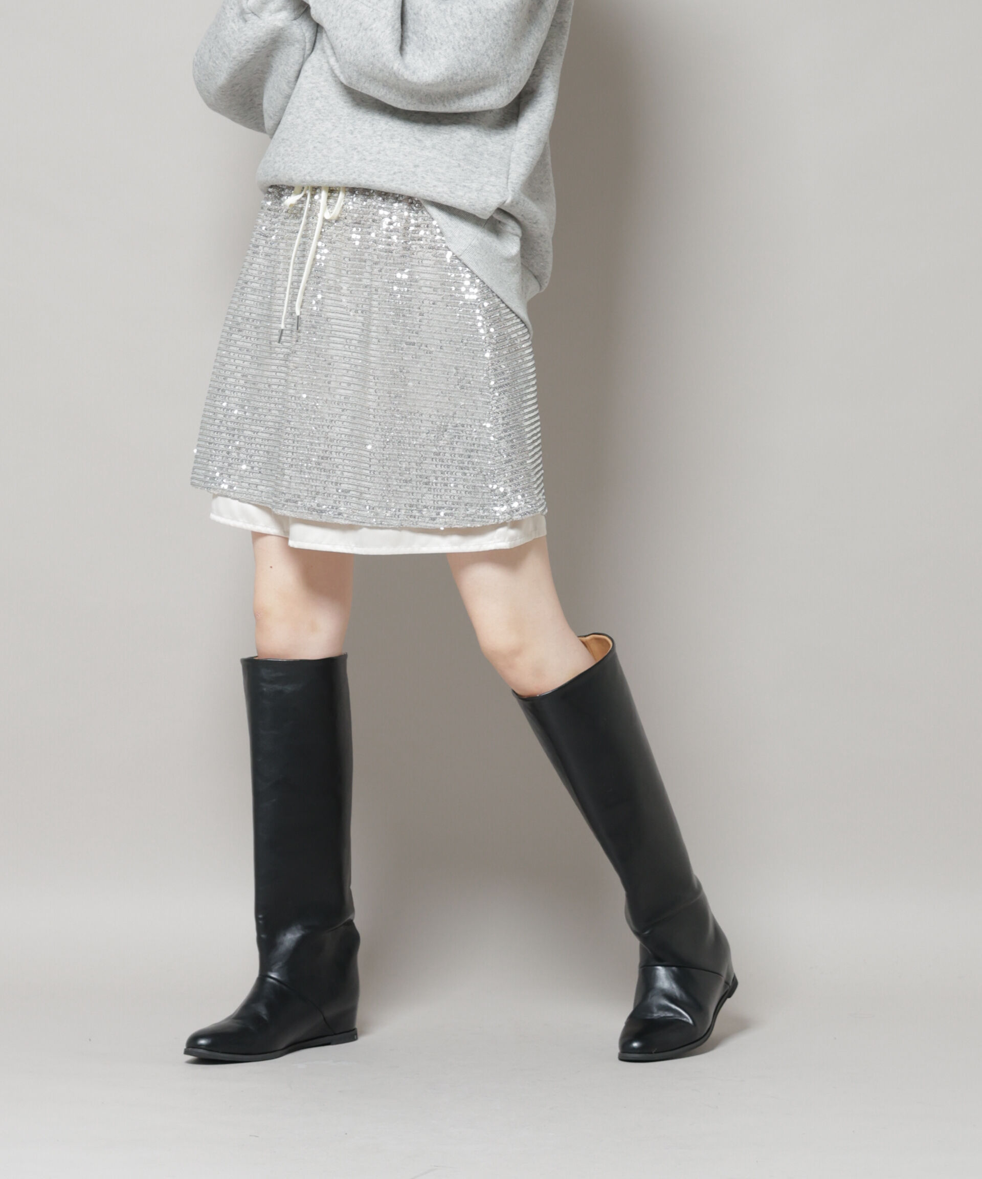 nano･universe「スパンコールミニスカート」|スカート|
