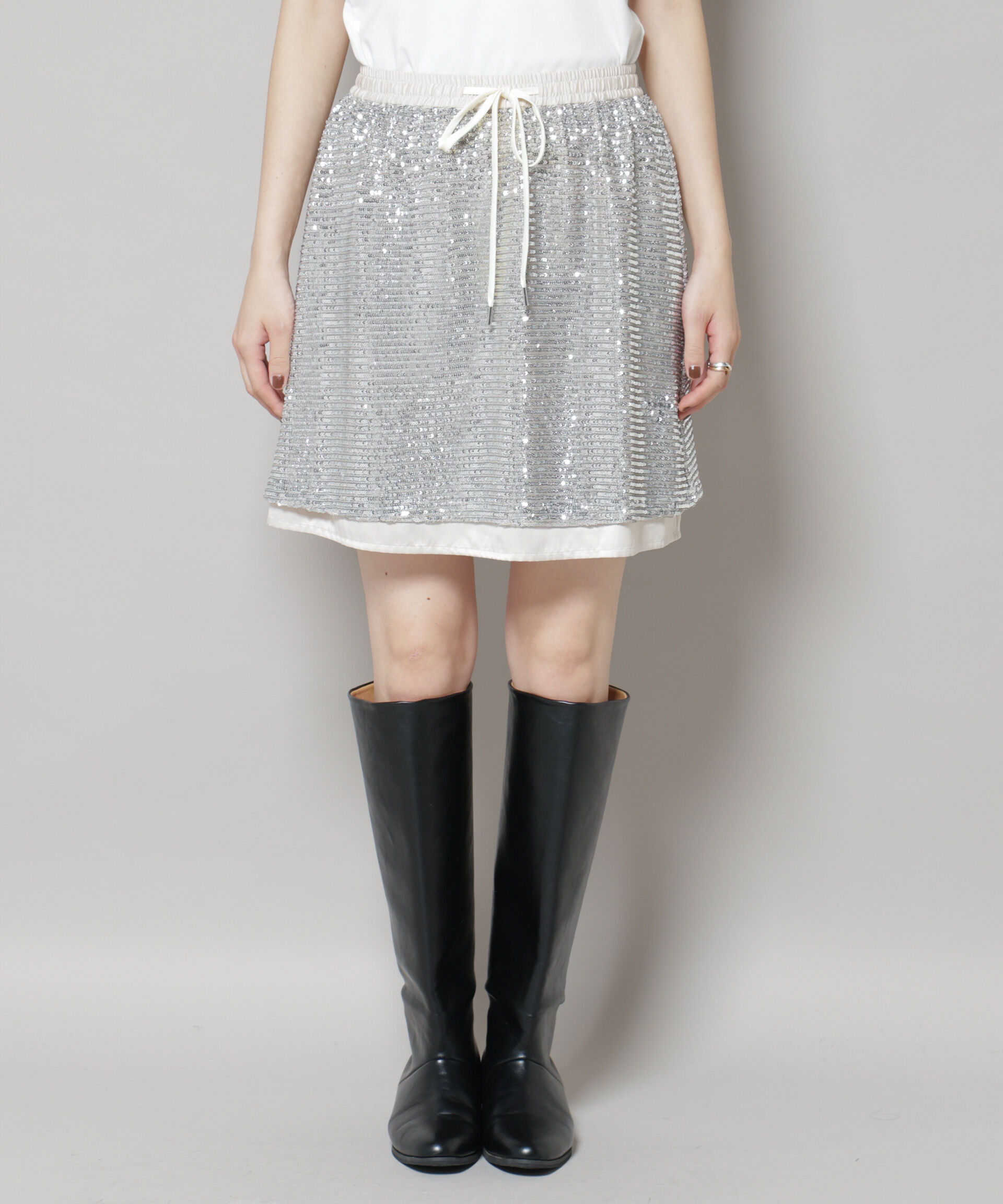 nano･universe「スパンコールミニスカート」|スカート|