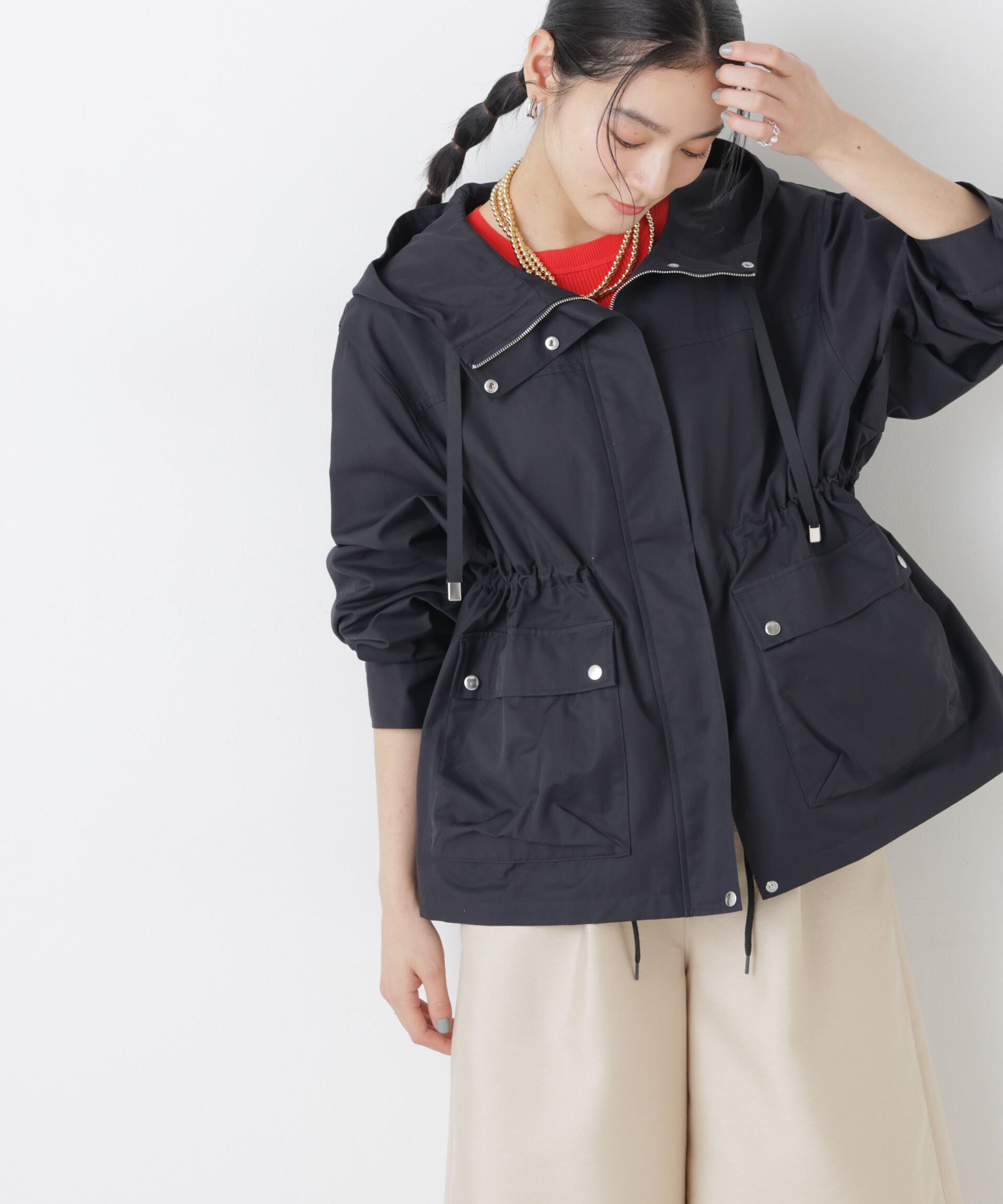 nano･universe「撥水フードブルゾン」|ブルゾン・スタジャン|ネイビー