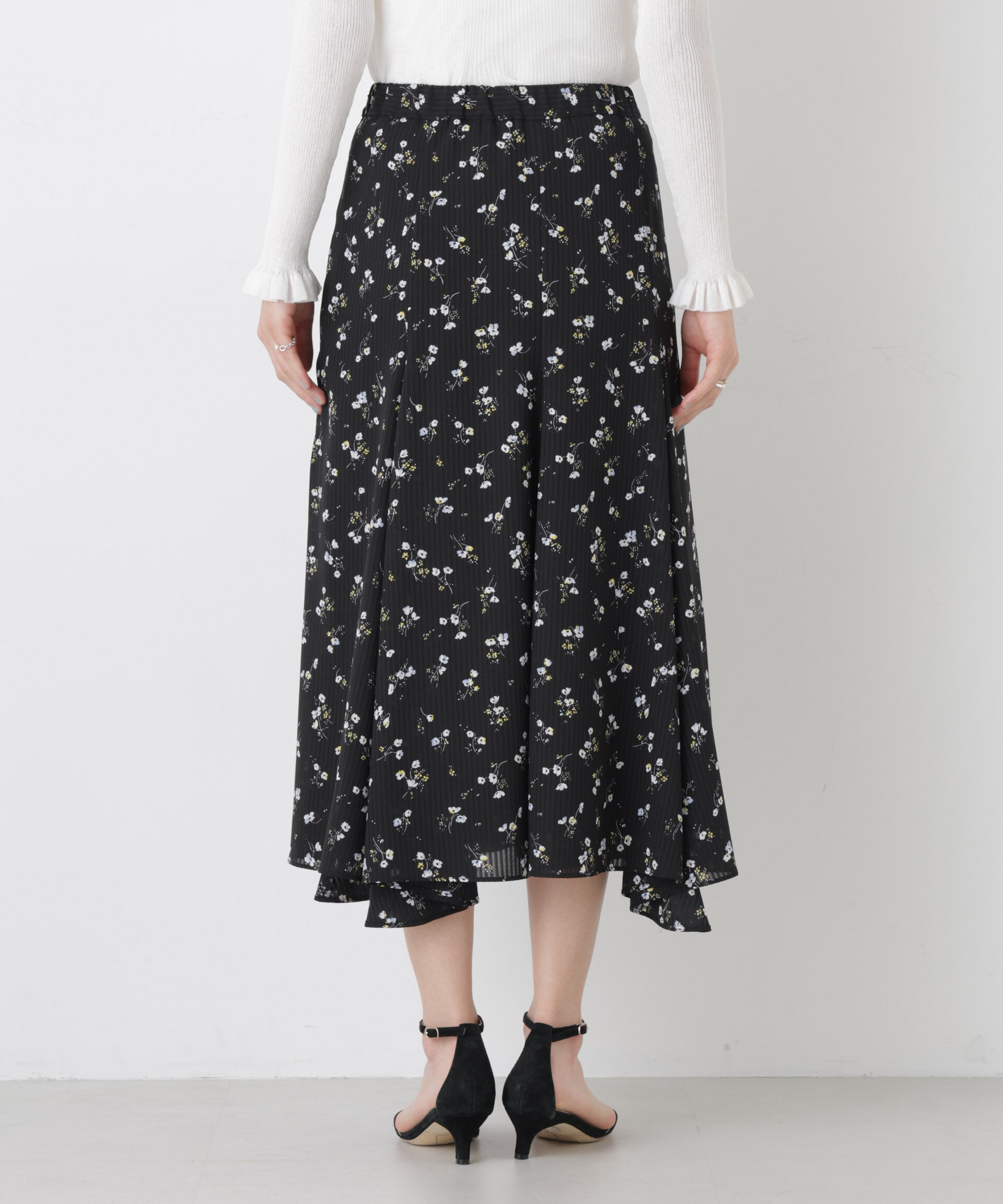 nano･universe「フラワープリントイレヘムタックフレアスカート(セットアップ可)」|スカート|