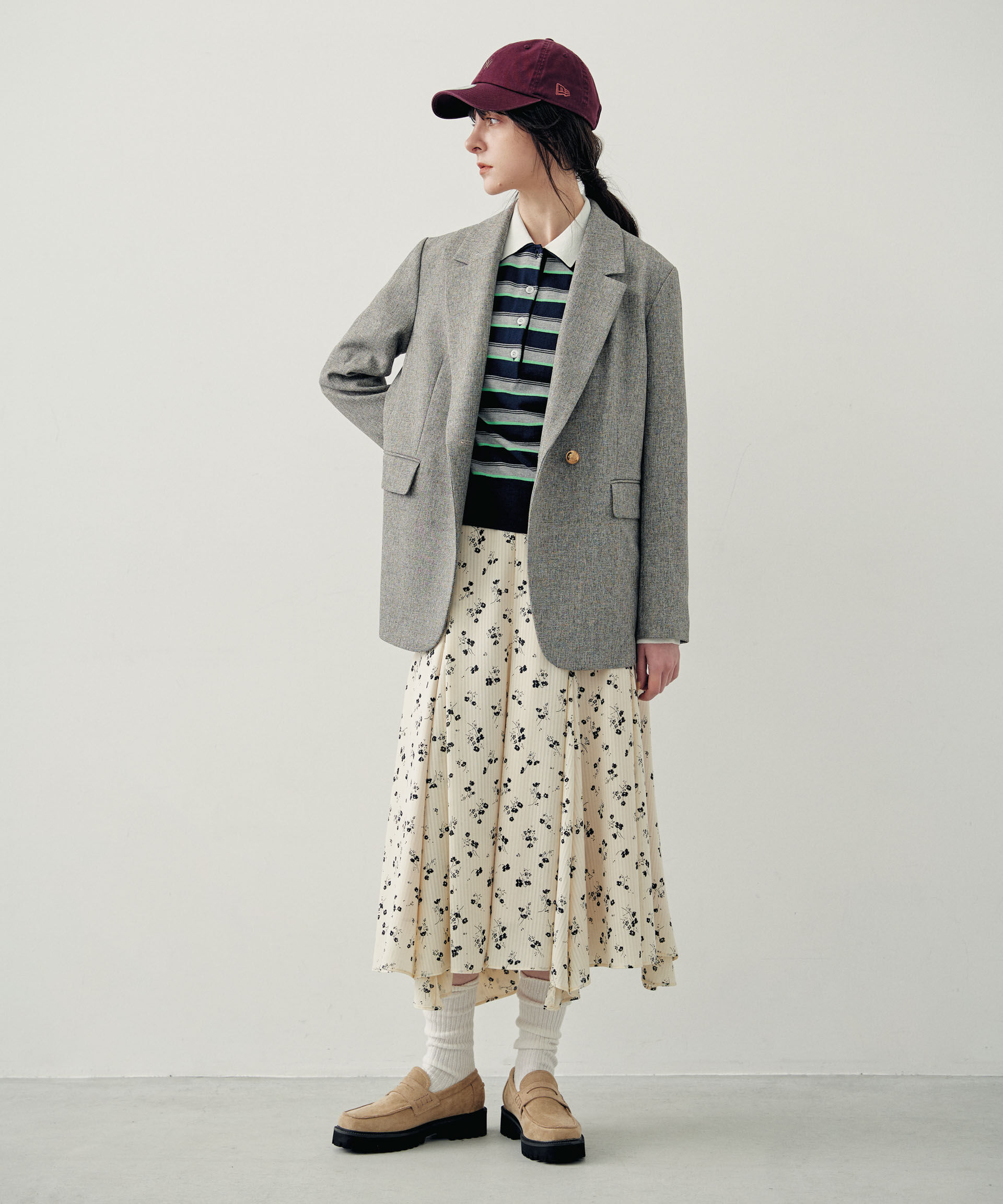 nano･universe「フラワープリントイレヘムタックフレアスカート(セットアップ可)」|スカート|アイボリー7