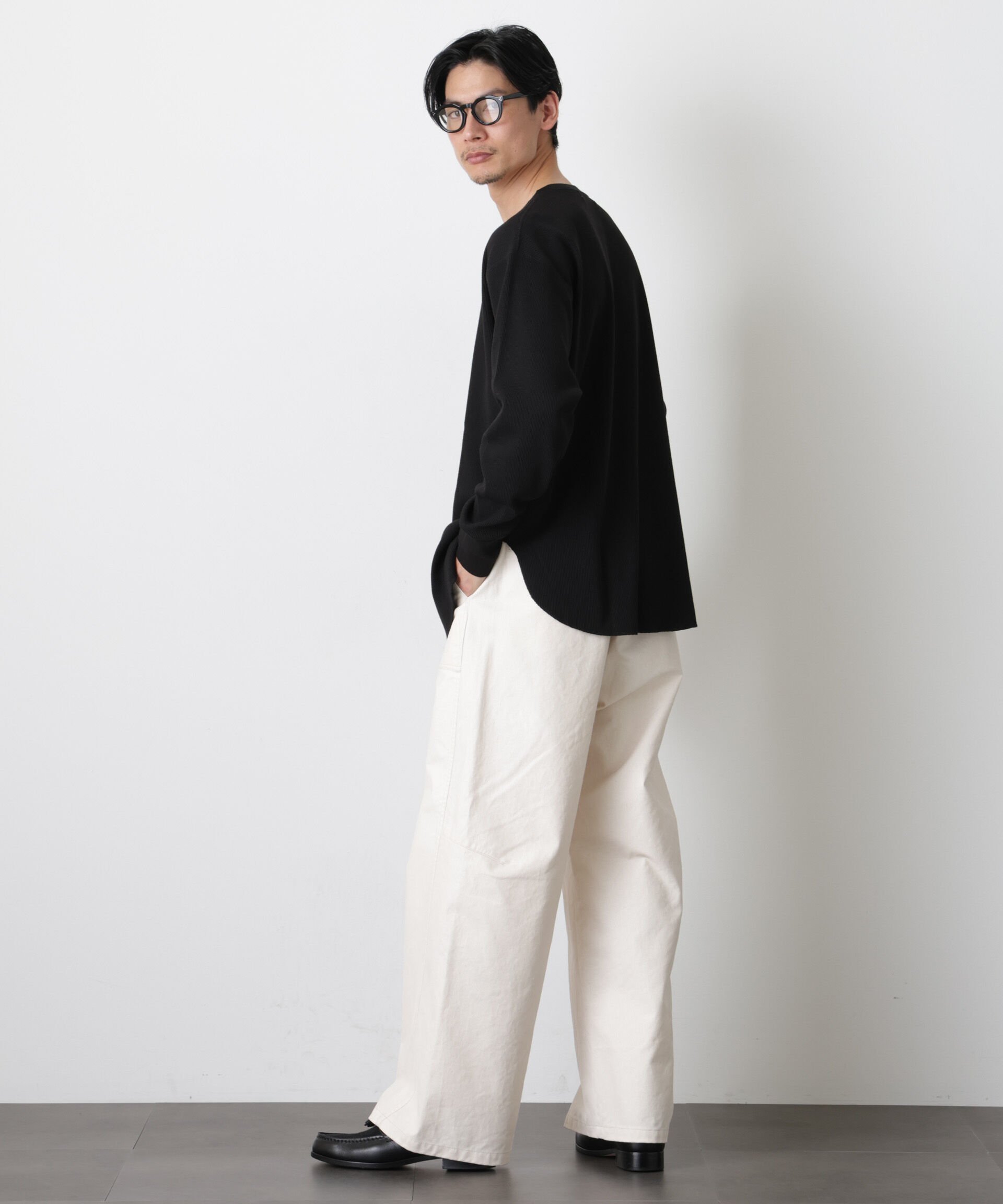 nano･universe「ミニワッフルクルーネックTシャツ 長袖」|Tシャツ・カットソー|