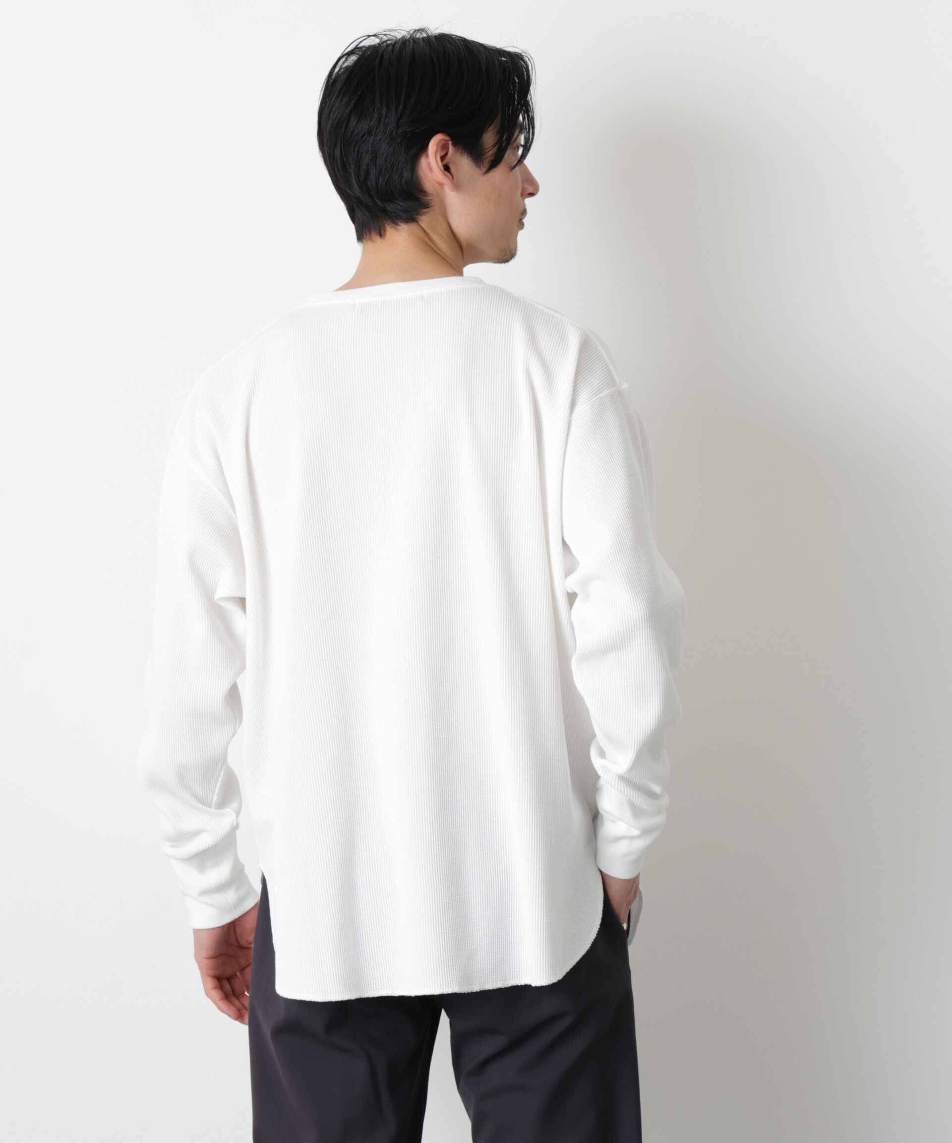 nano･universe「ミニワッフルクルーネックTシャツ 長袖」|Tシャツ・カットソー|