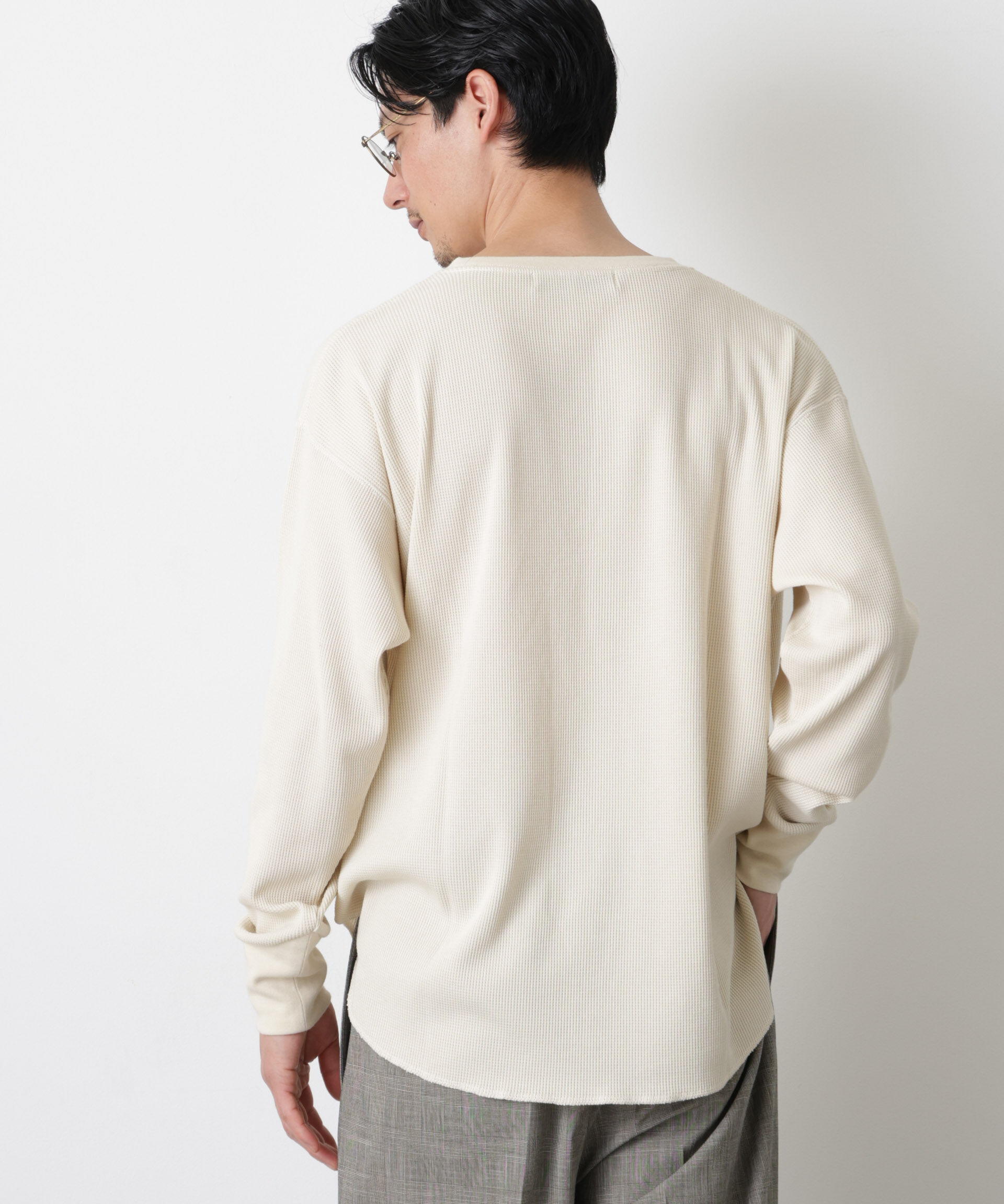 nano･universe「ミニワッフルクルーネックTシャツ 長袖」|Tシャツ・カットソー|