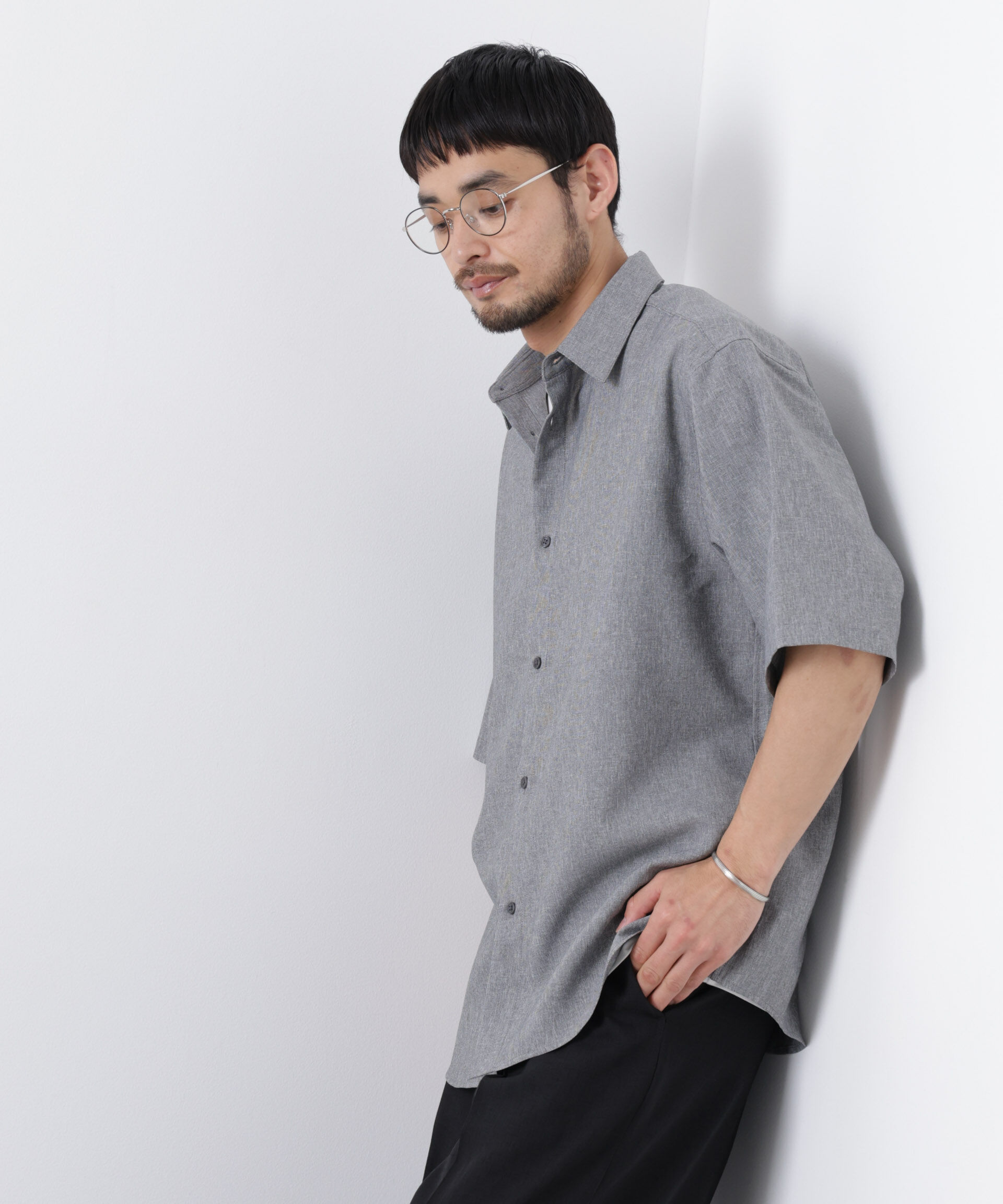 nano･universe「カチオン染め半袖シャツ」|シャツ・ブラウス|