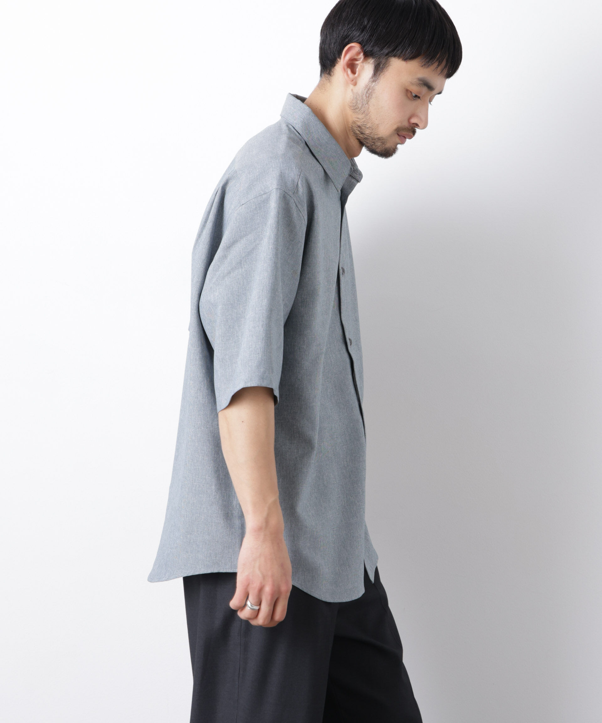 nano･universe「カチオン染め半袖シャツ」|シャツ・ブラウス|