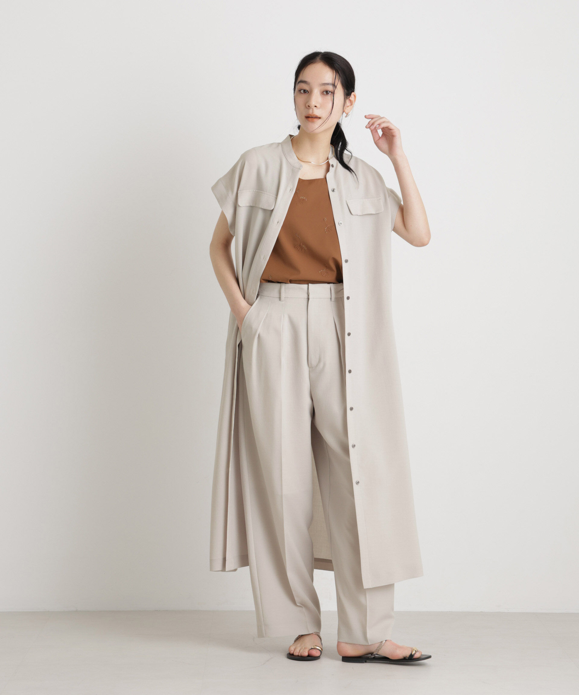 nano･universe「メランジドライ ベルト付きワンピース(セットアップ可)」|ワンピース|