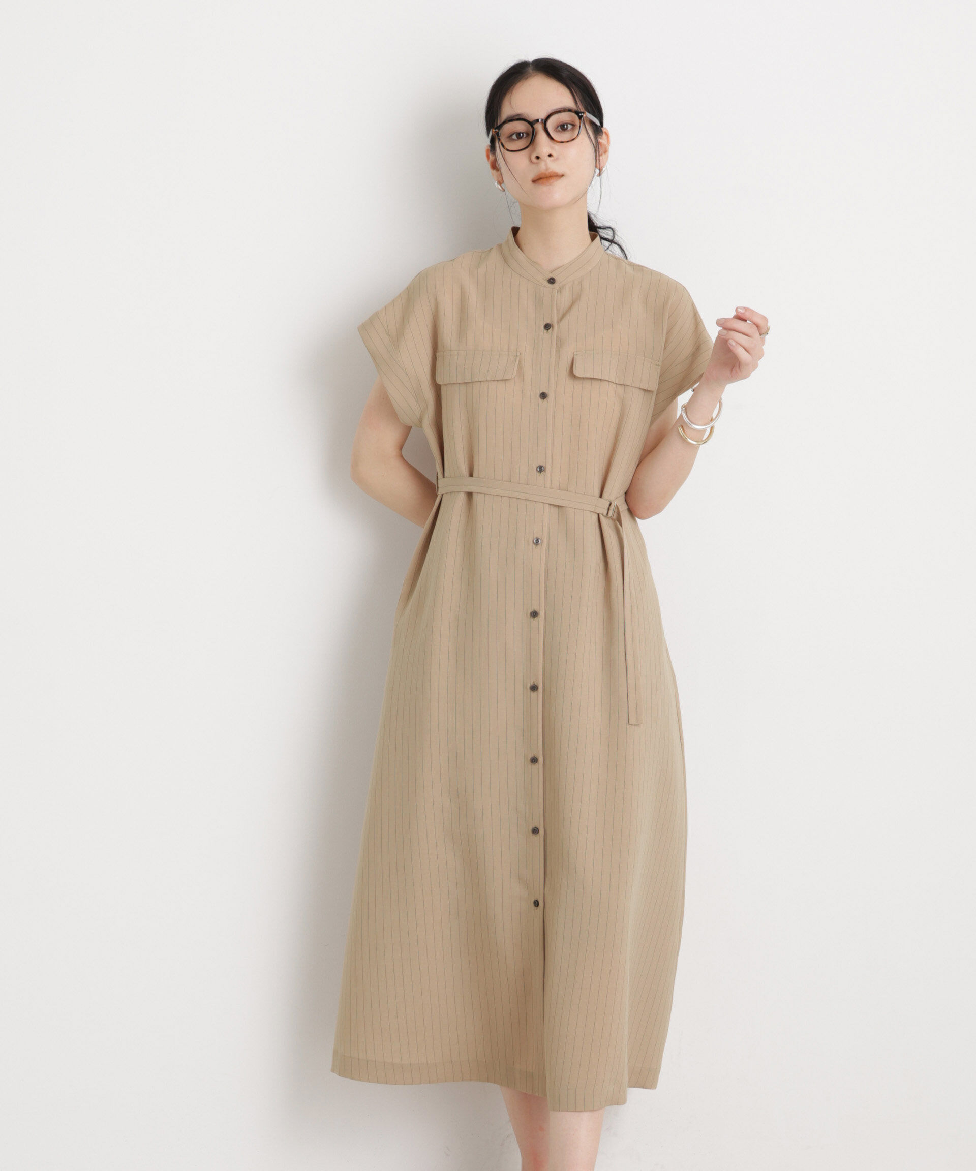 nano･universe「メランジドライ ベルト付きワンピース(セットアップ可)」|ワンピース|