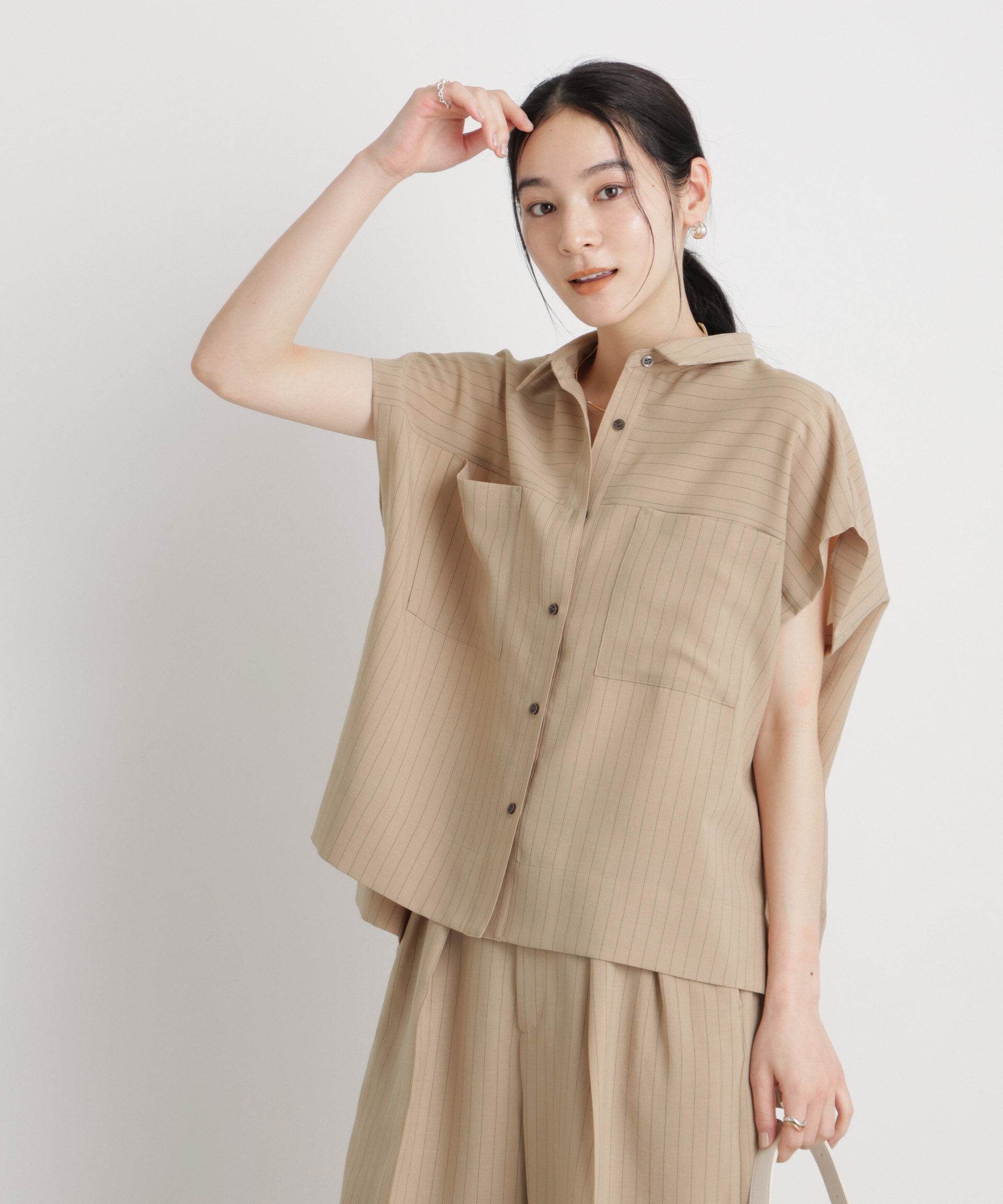 nano･universe「メランジドライ ポケットシャツ(セットアップ可)」|シャツ・ブラウス|