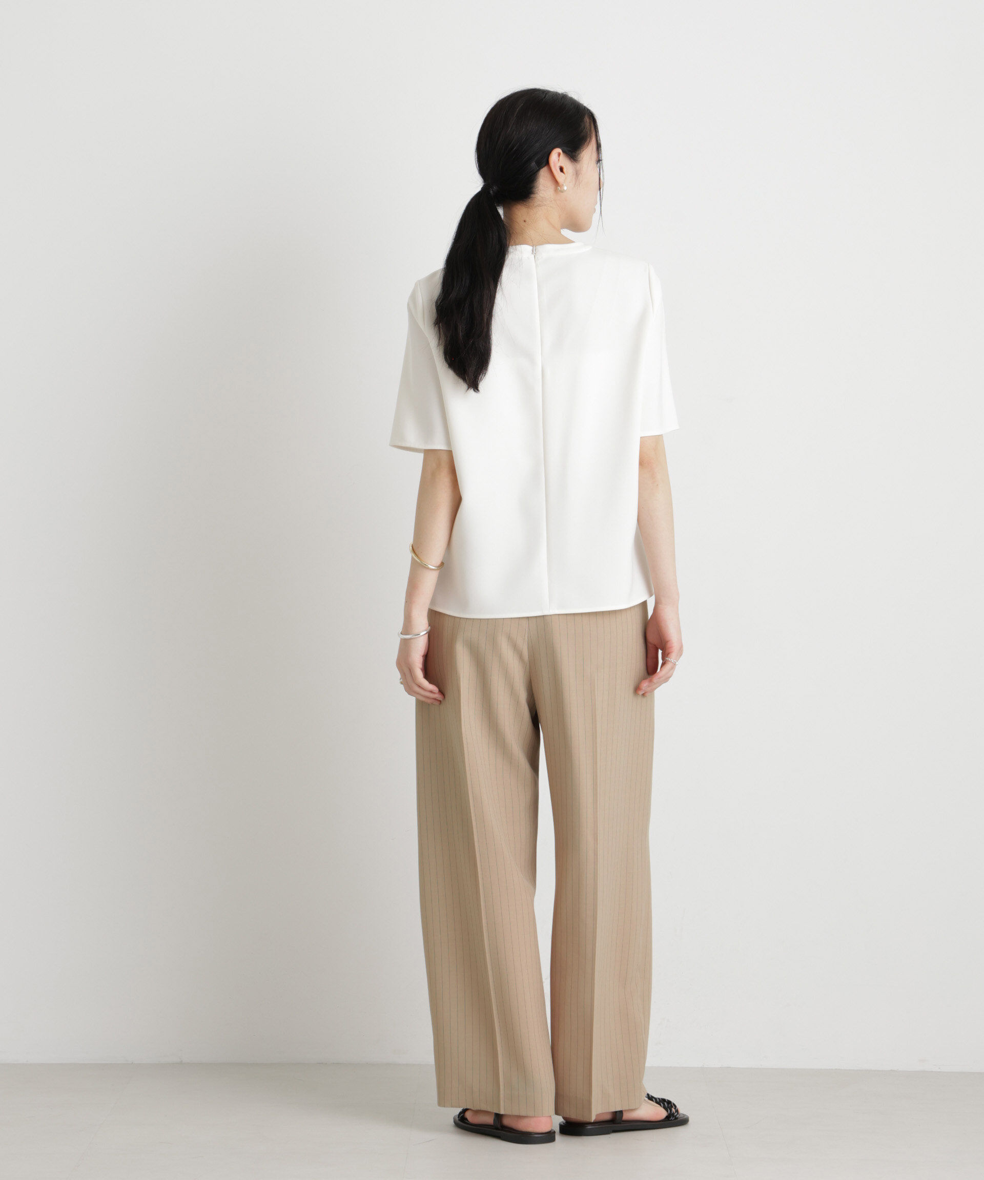 nano･universe「メランジドライ 2タックワイドパンツ(セットアップ可)」|チノ|