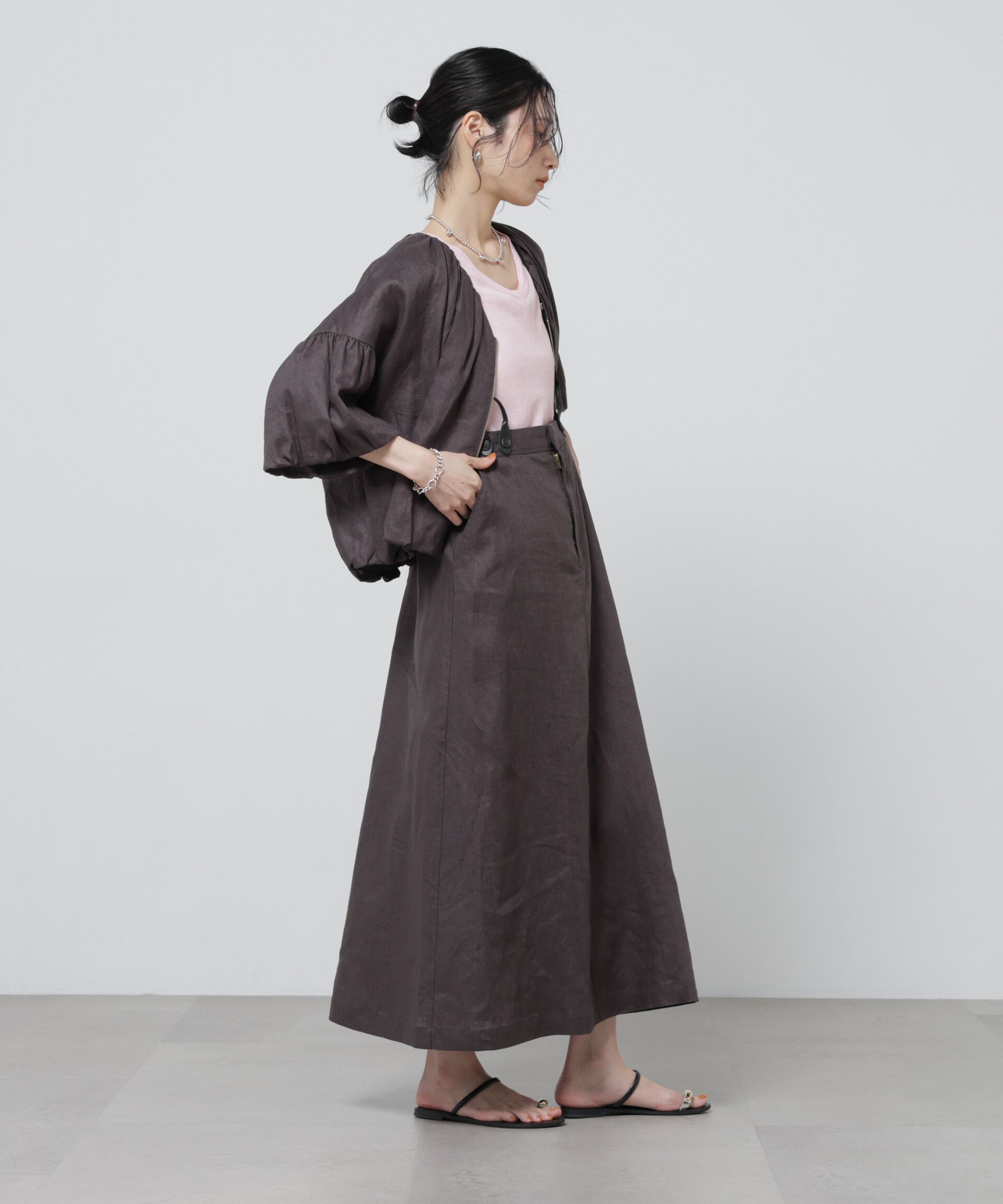 nano･universe「European Flax サスペンダー付きスカート(セットアップ可)」|スカート|