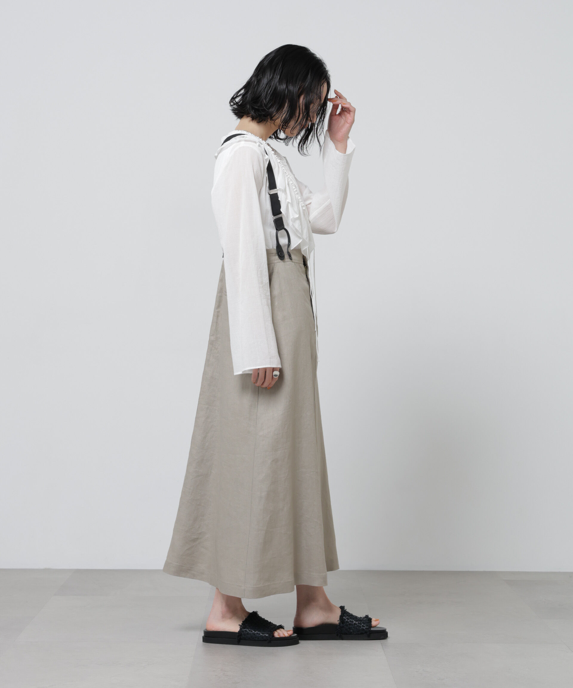 nano･universe「European Flax サスペンダー付きスカート(セットアップ可)」|スカート|