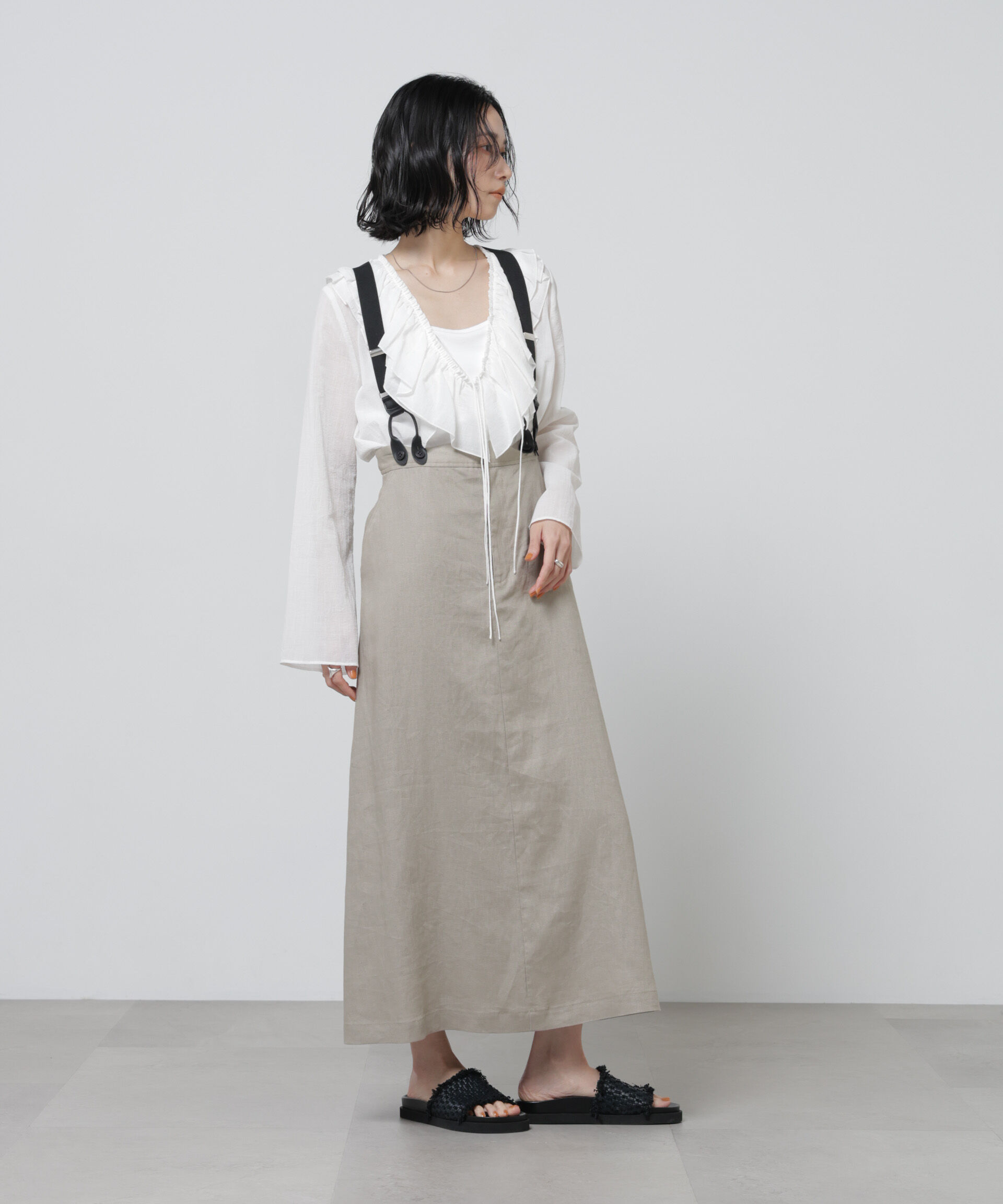 nano･universe「European Flax サスペンダー付きスカート(セットアップ可)」|スカート|