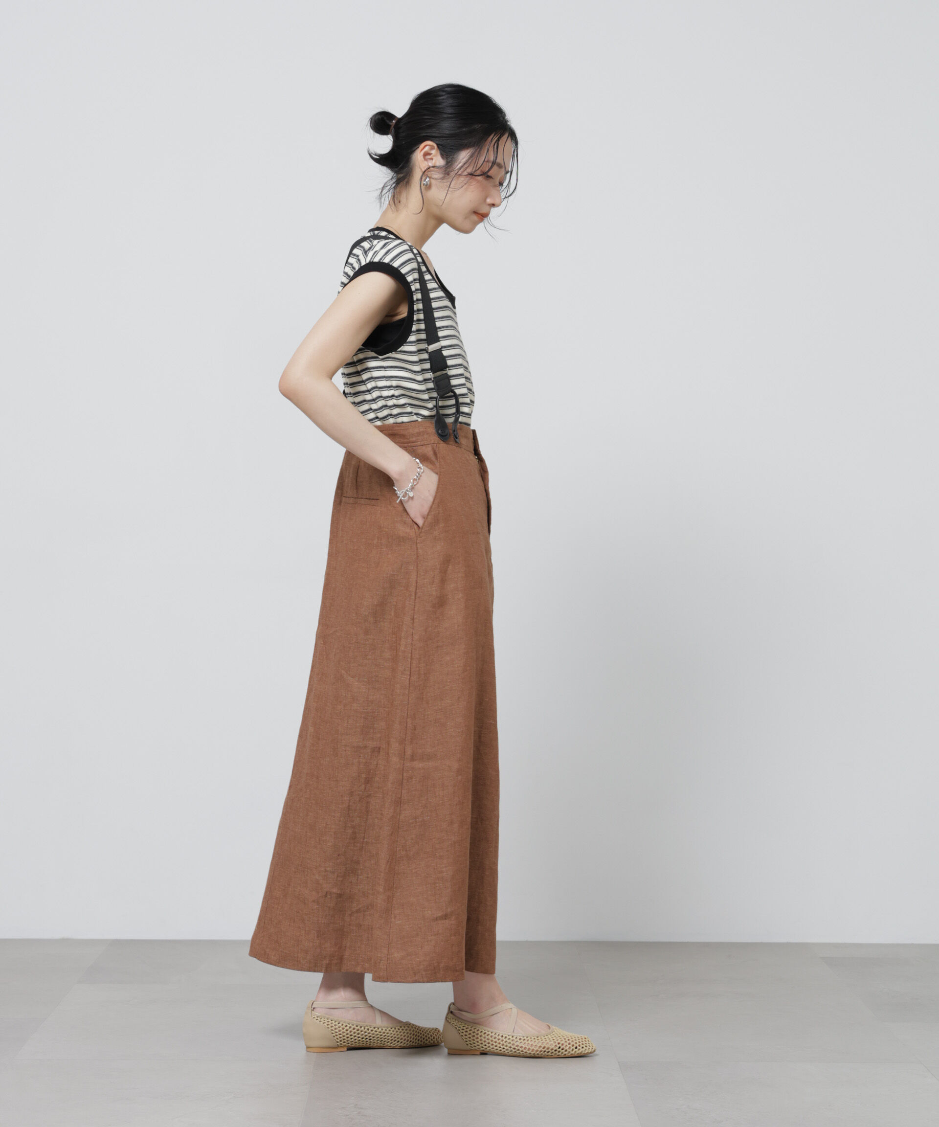 nano･universe「European Flax サスペンダー付きスカート(セットアップ可)」|スカート|