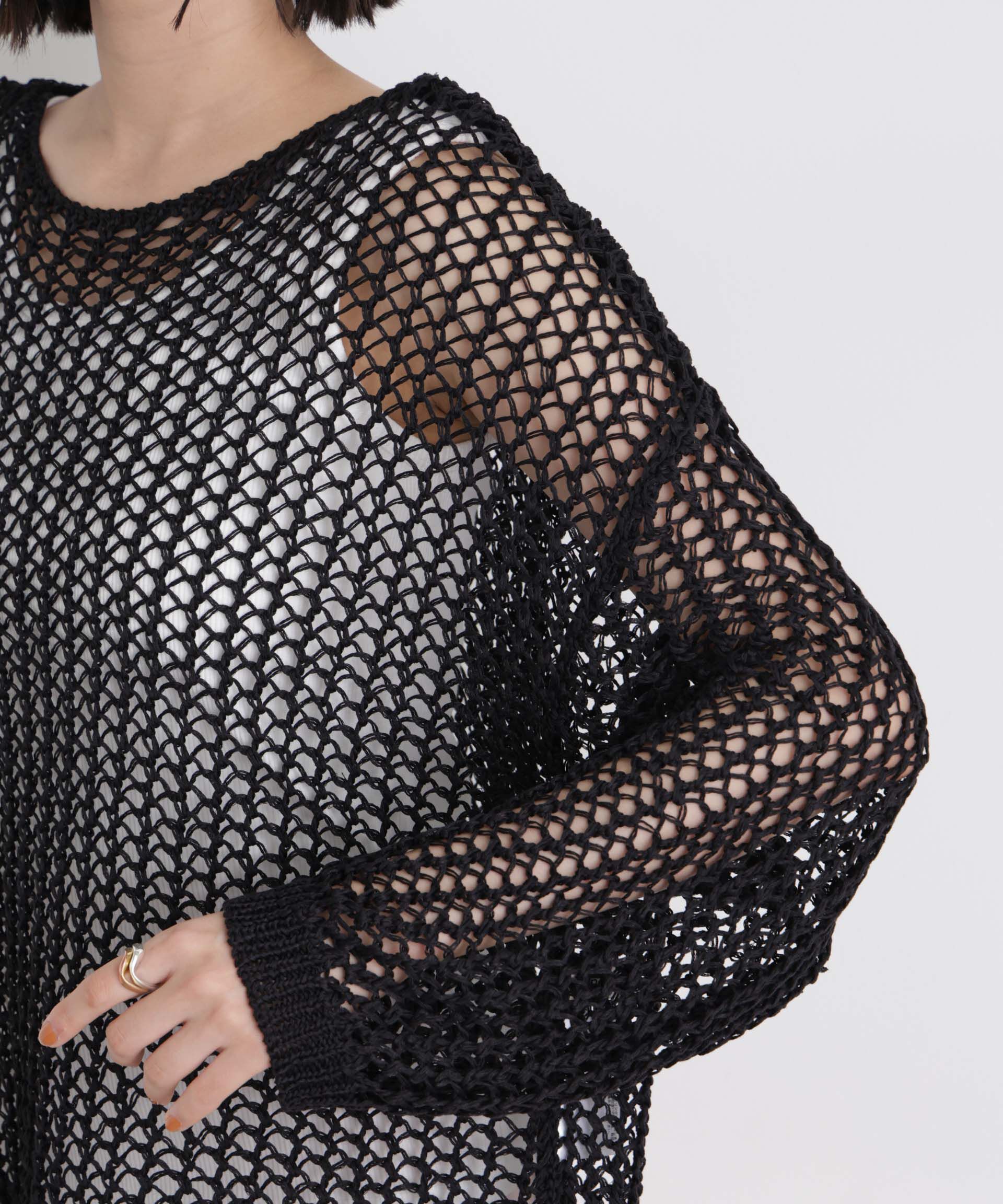 nano･universe「ワイドシルエットメッシュニットプルオーバー」|ニット・セーター|