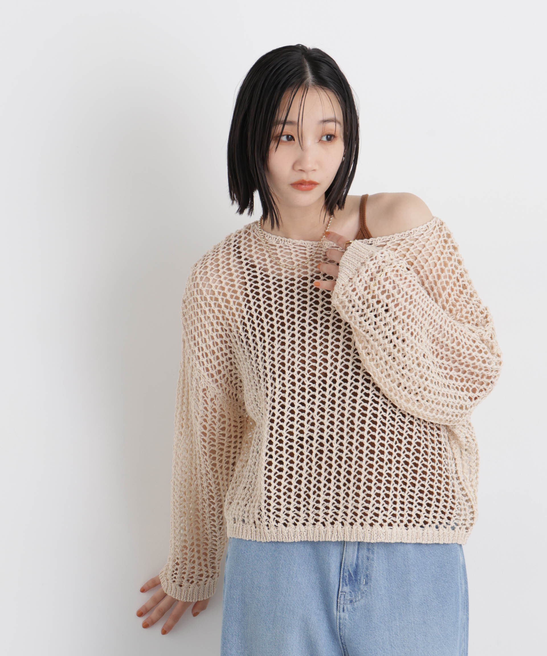 nano･universe「ワイドシルエットメッシュニットプルオーバー」|ニット・セーター|