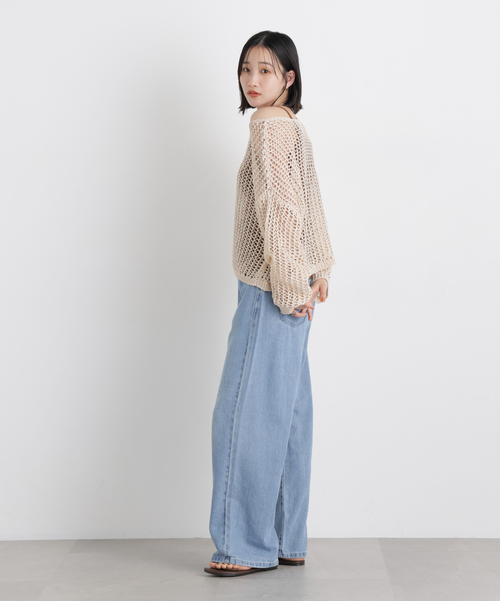 nano･universe「ワイドシルエットメッシュニットプルオーバー」|ニット・セーター|